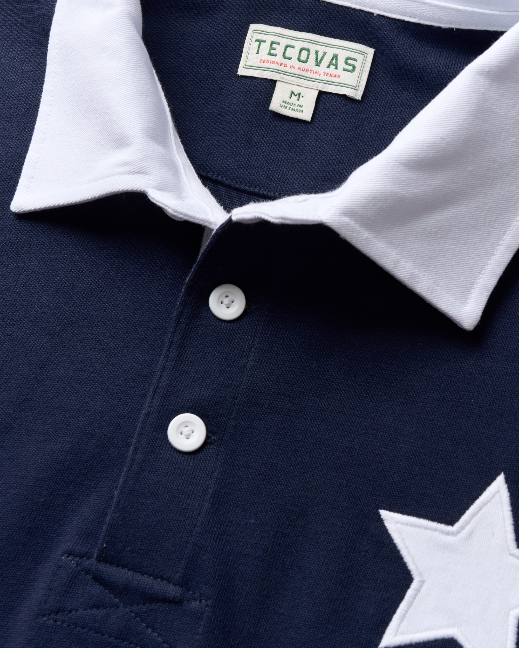 Men's Long Sleeve Polo - Red White Cotton