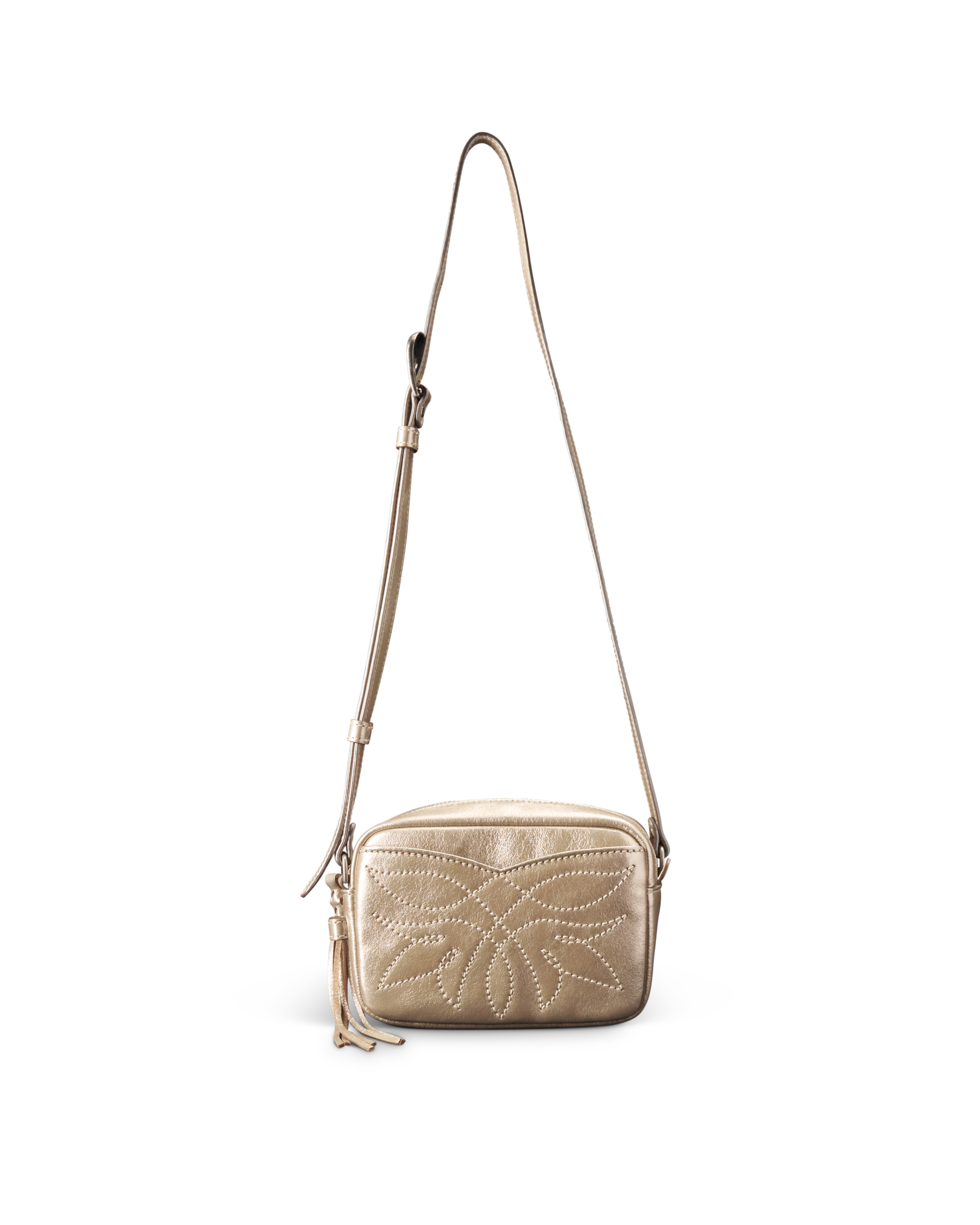 Flower Mini Crossbody - Gold Cowhide