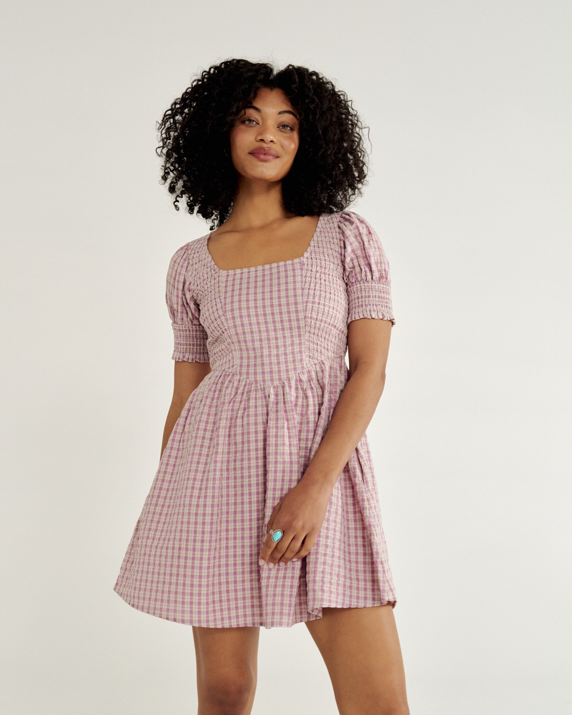 Women's Mini Dress - Purple Cotton