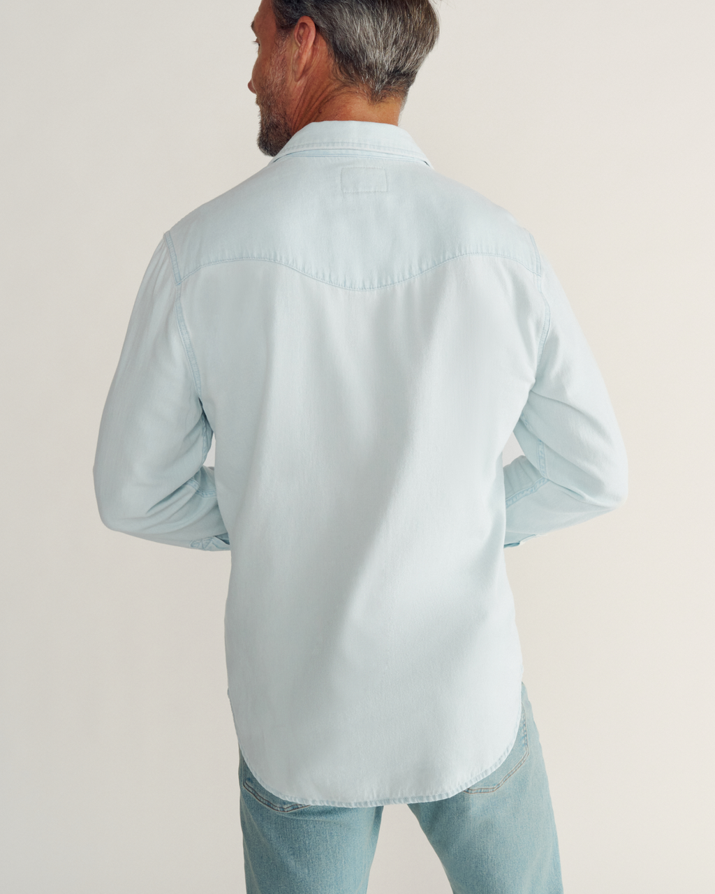 Men's Denim Long Sleeve Pearl Snap - Ultra Light Denim
