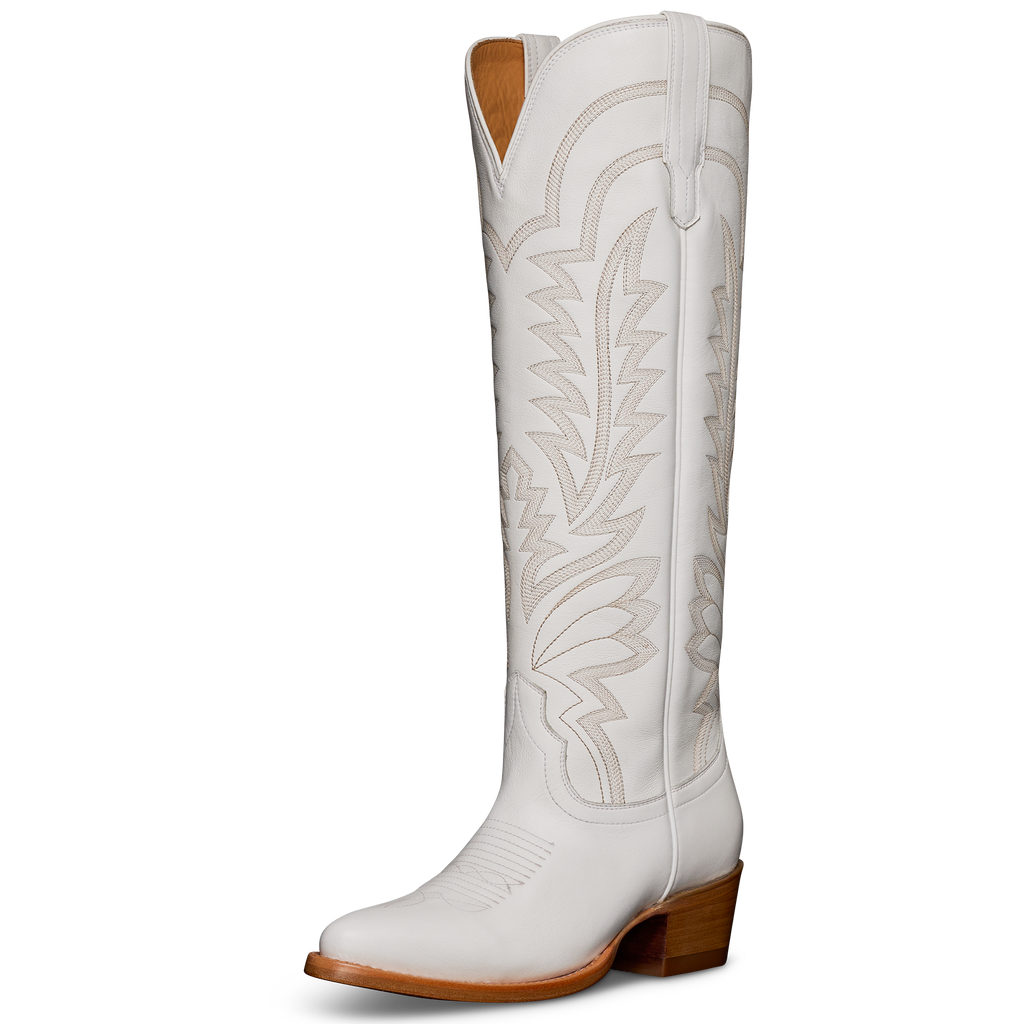 The Abby Wide Calf - Snow Cowhide