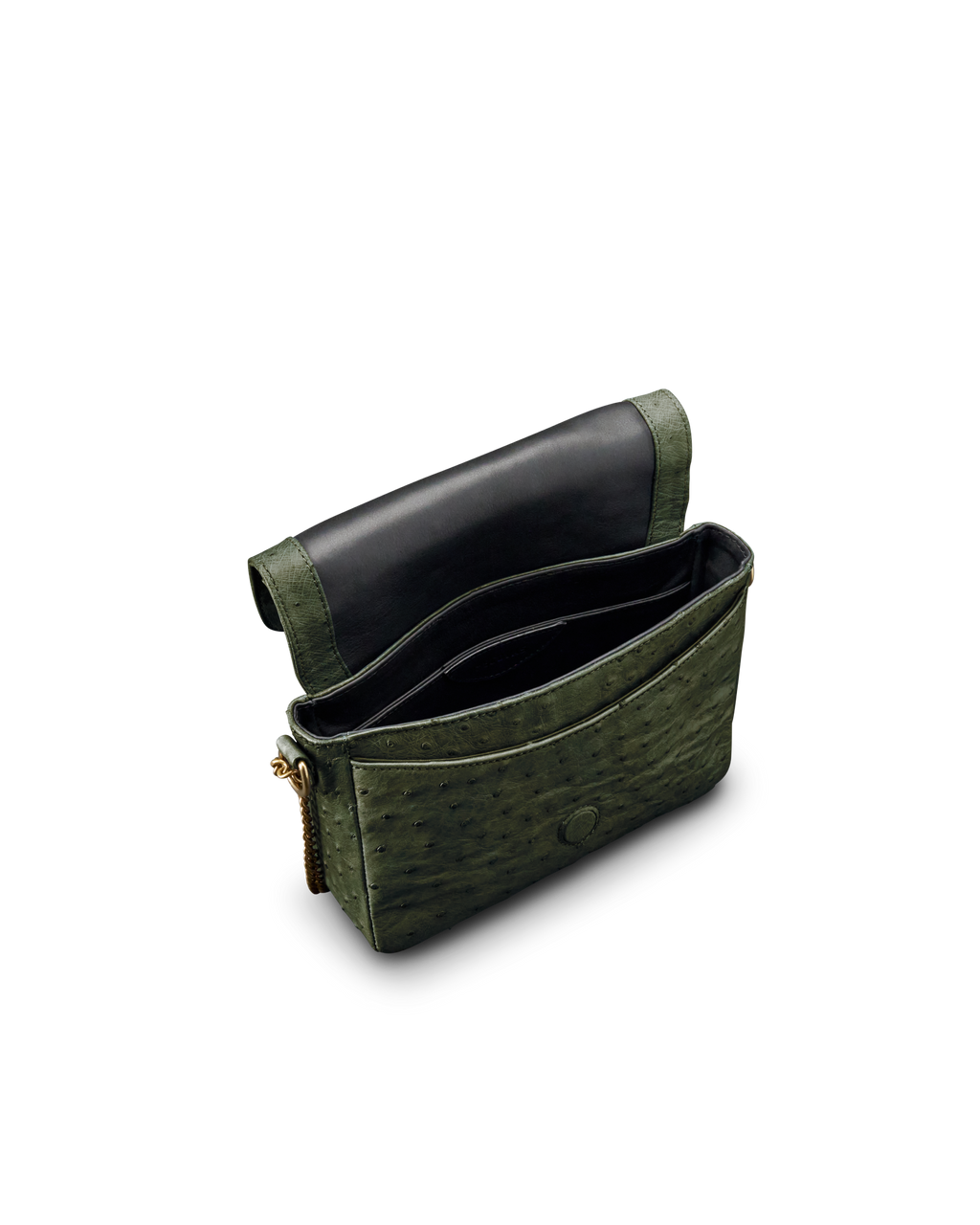 Ostrich Shoulder Bag - Forest Green Ostrich