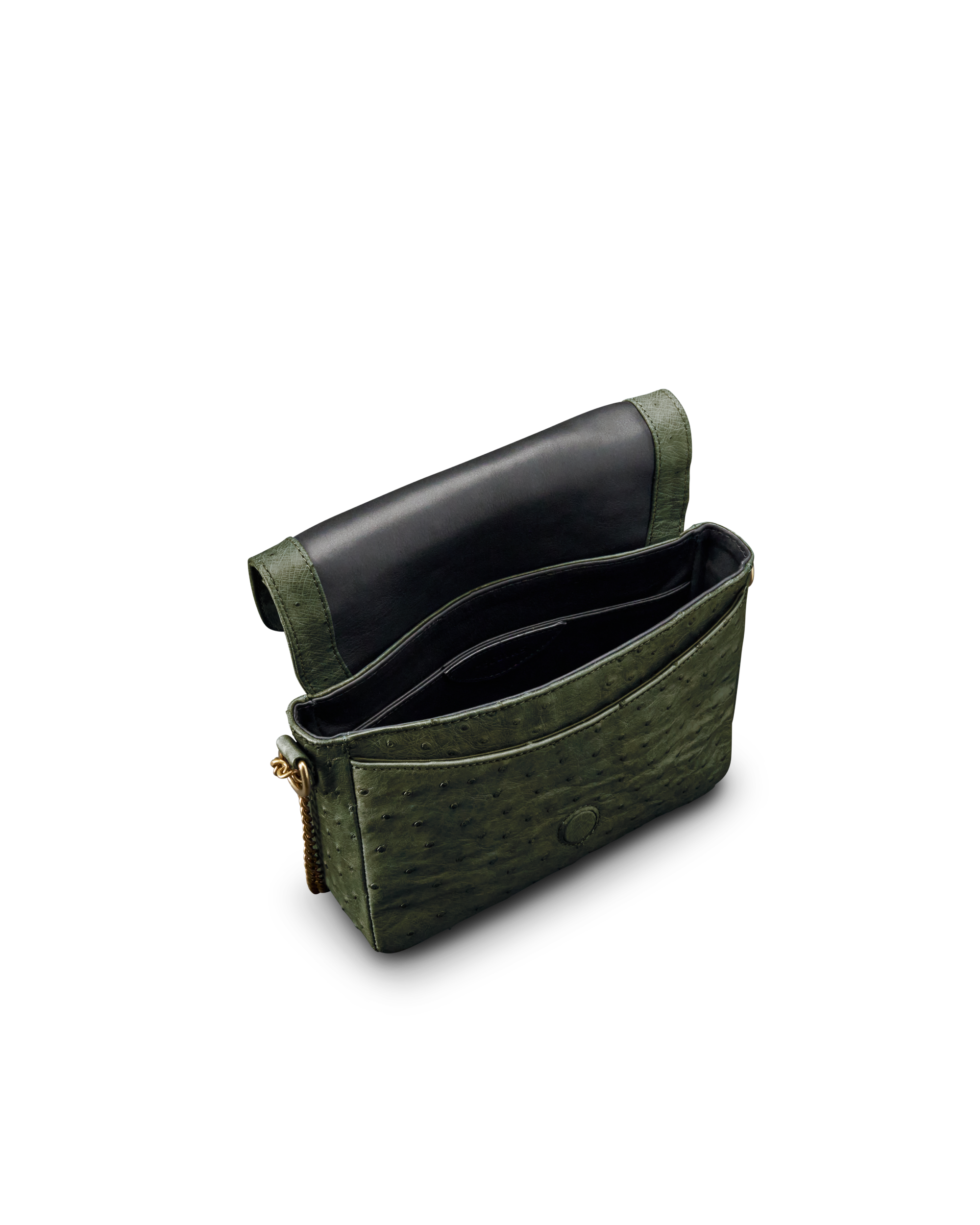 Ostrich Shoulder Bag - Forest Green Ostrich