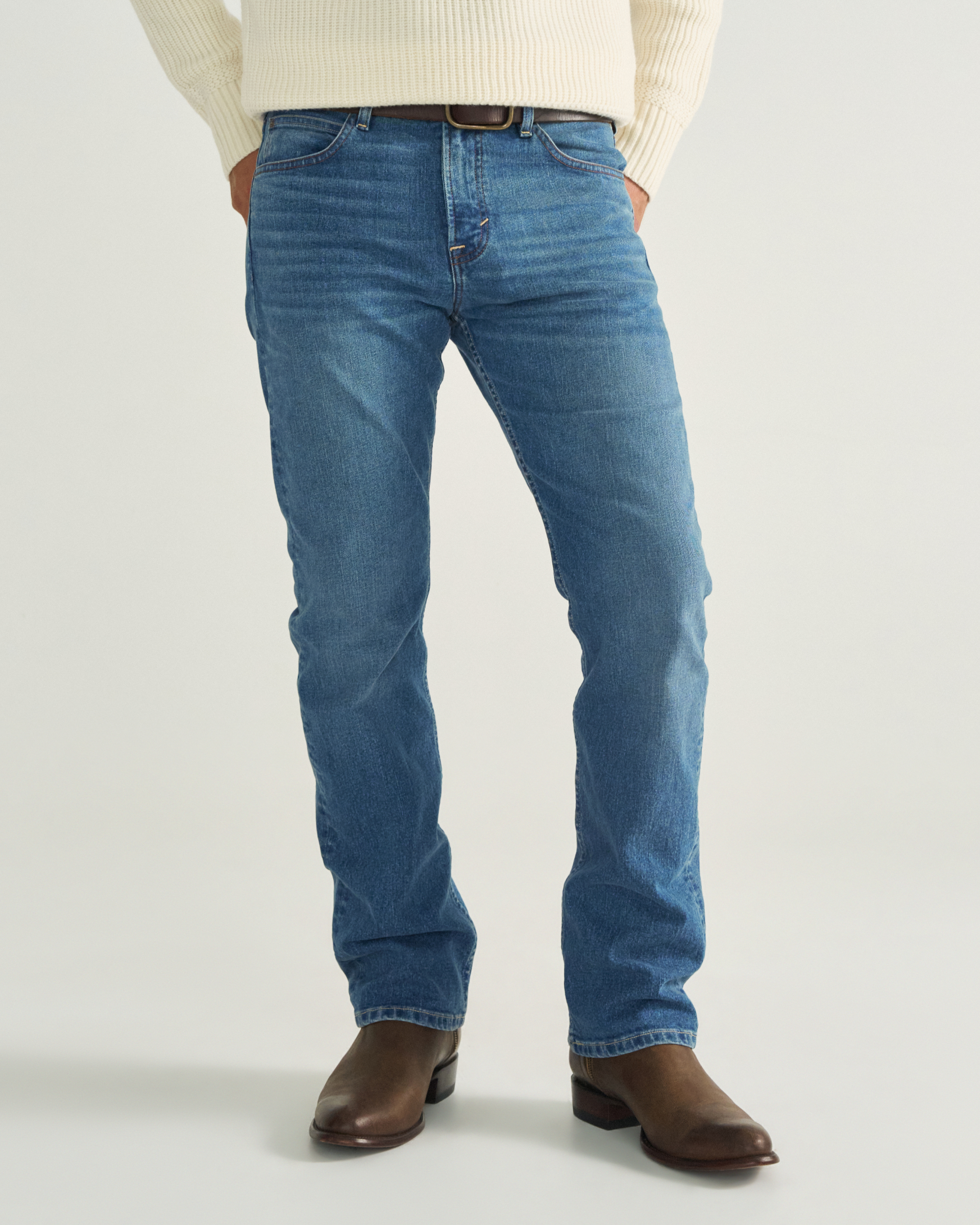 Men's Slim Straight Stretch Denim - Medium Wash Stretch Denim