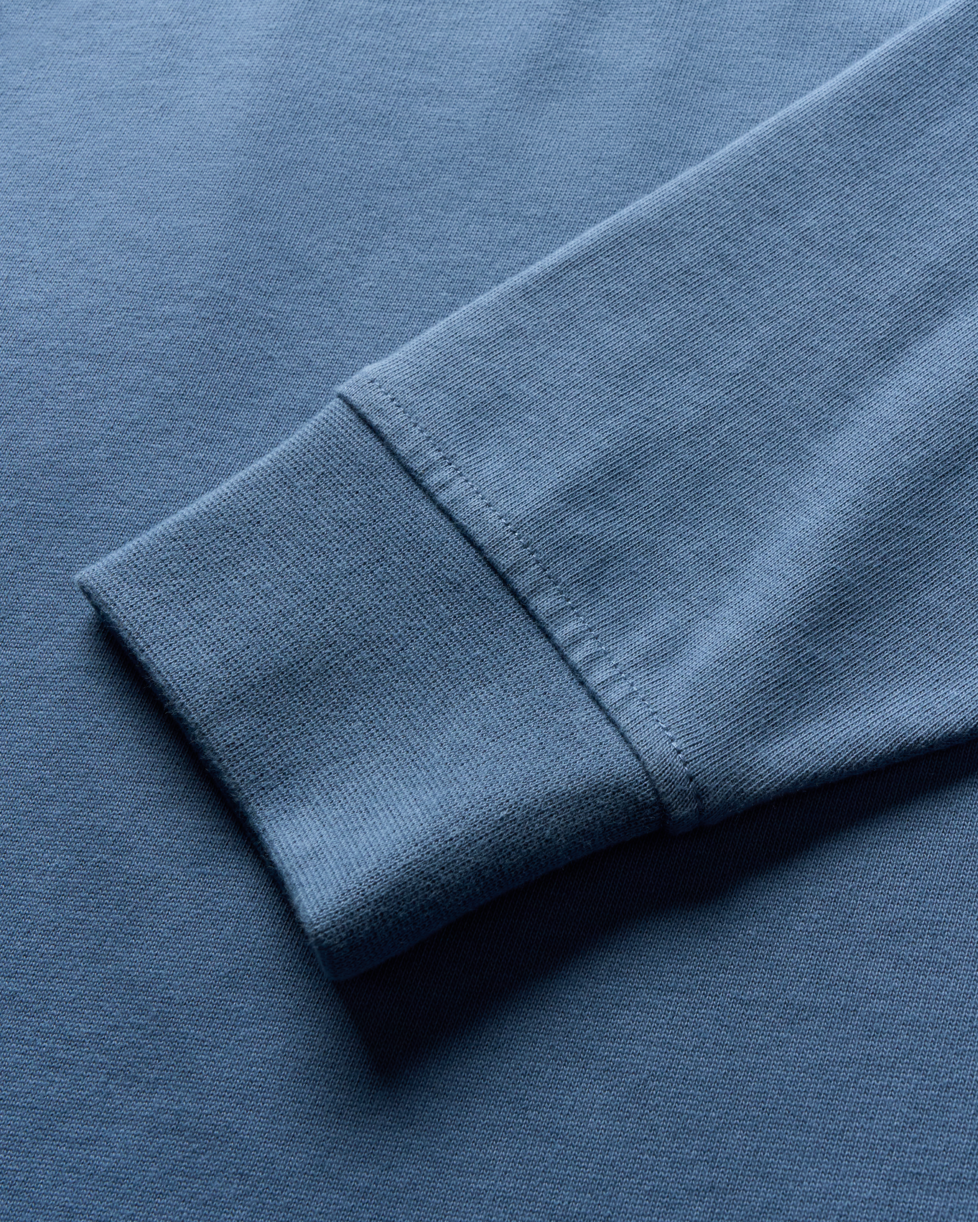 Men's Long Sleeve Polo - Blue Cotton