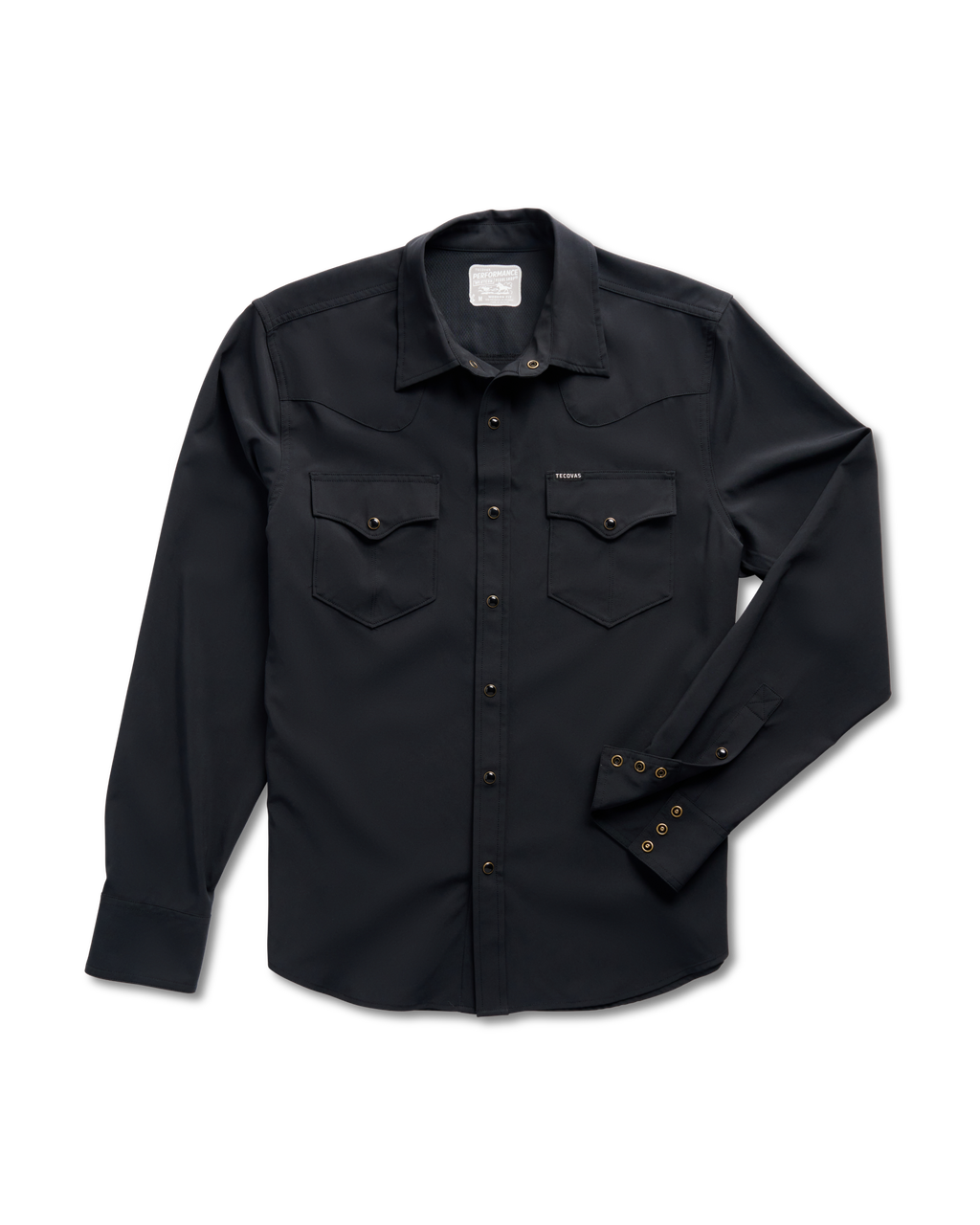 Men's Performance Long Sleeve Western Pearl Snap - Black Performance
