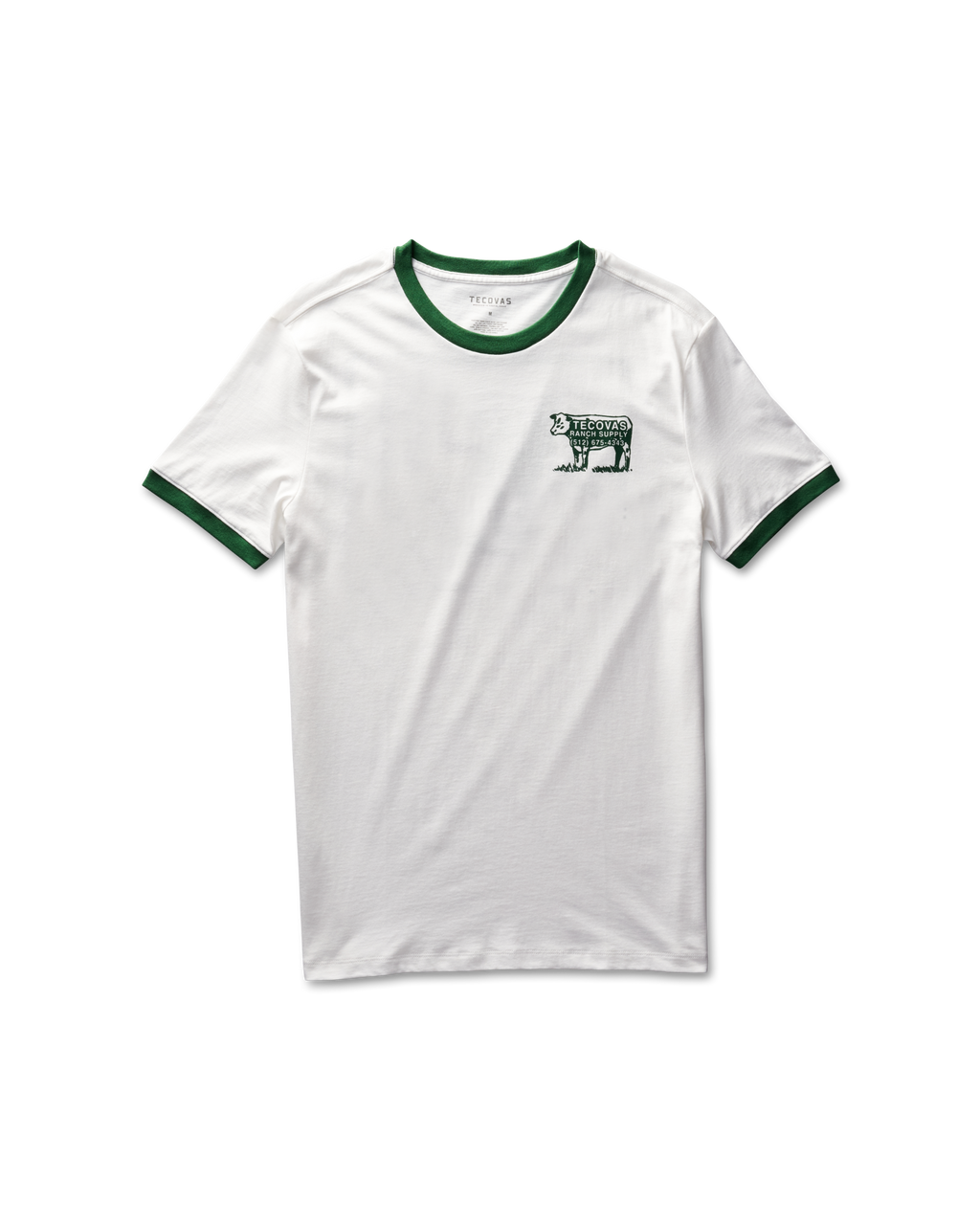 Men's Tecovas Ranch Supply Ringer Tee - Bone Green Pima Cotton