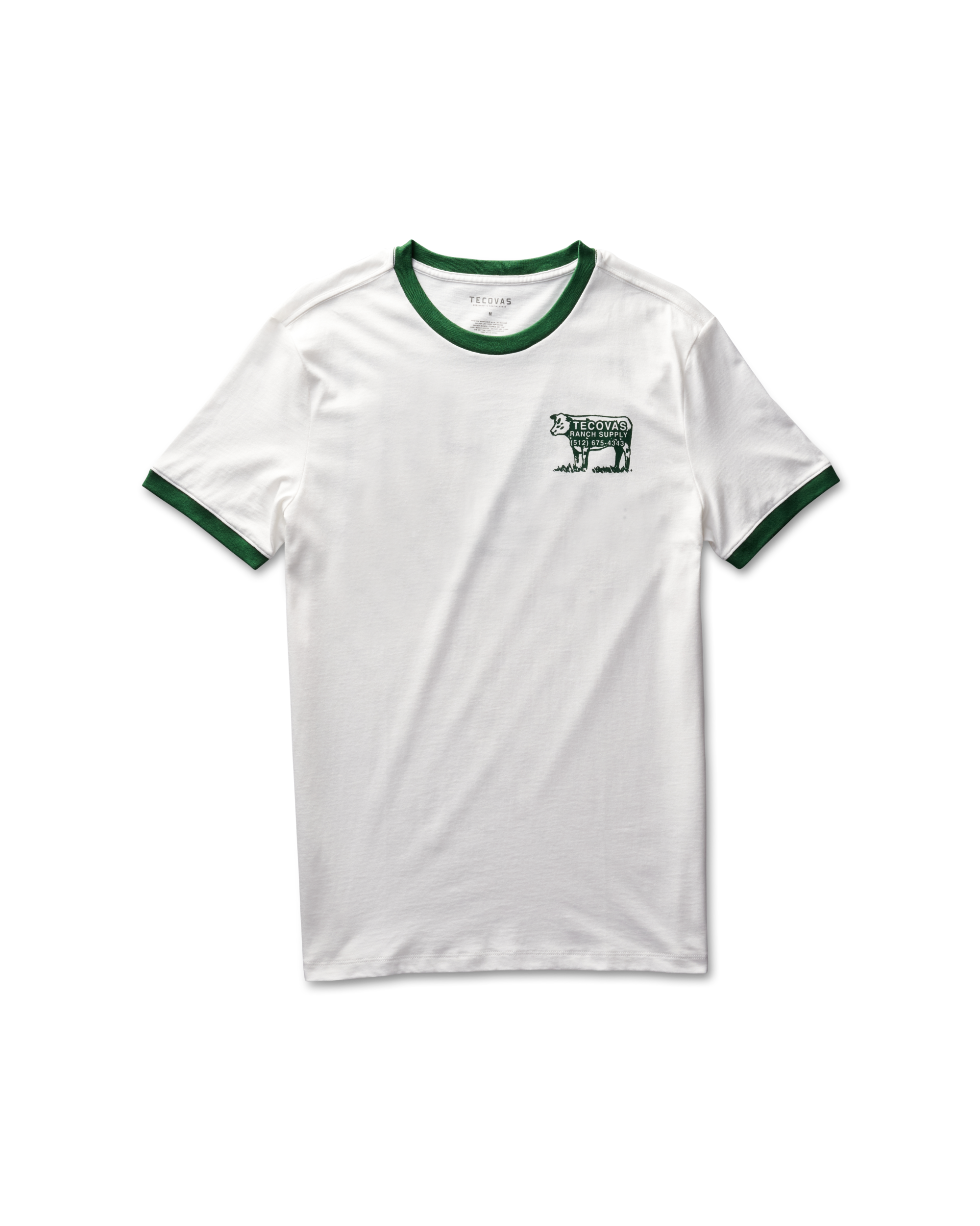 Men's Tecovas Ranch Supply Ringer Tee - Bone Green Pima Cotton