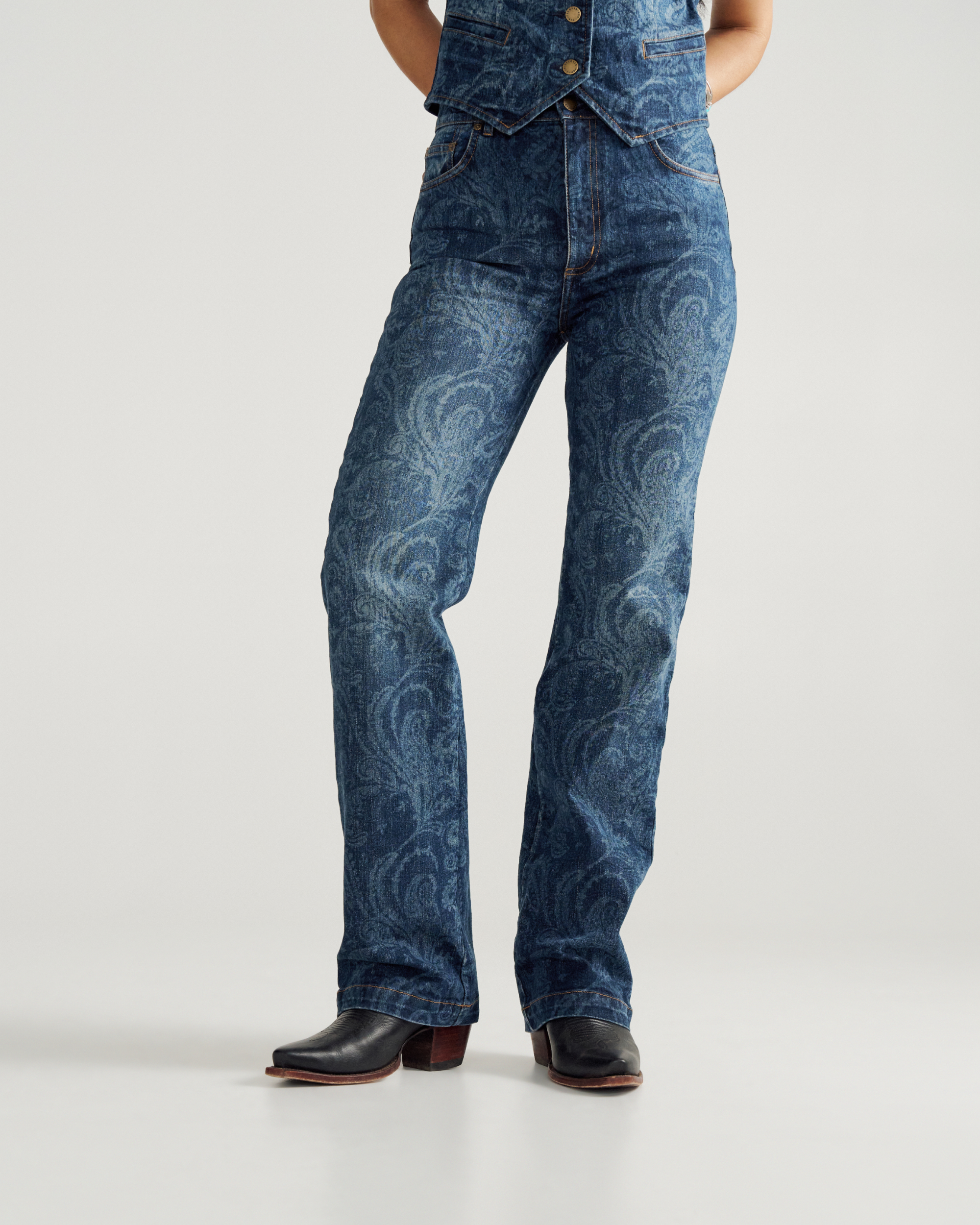 Women's Vintage High Rise Jean - Blue Paisley Denim