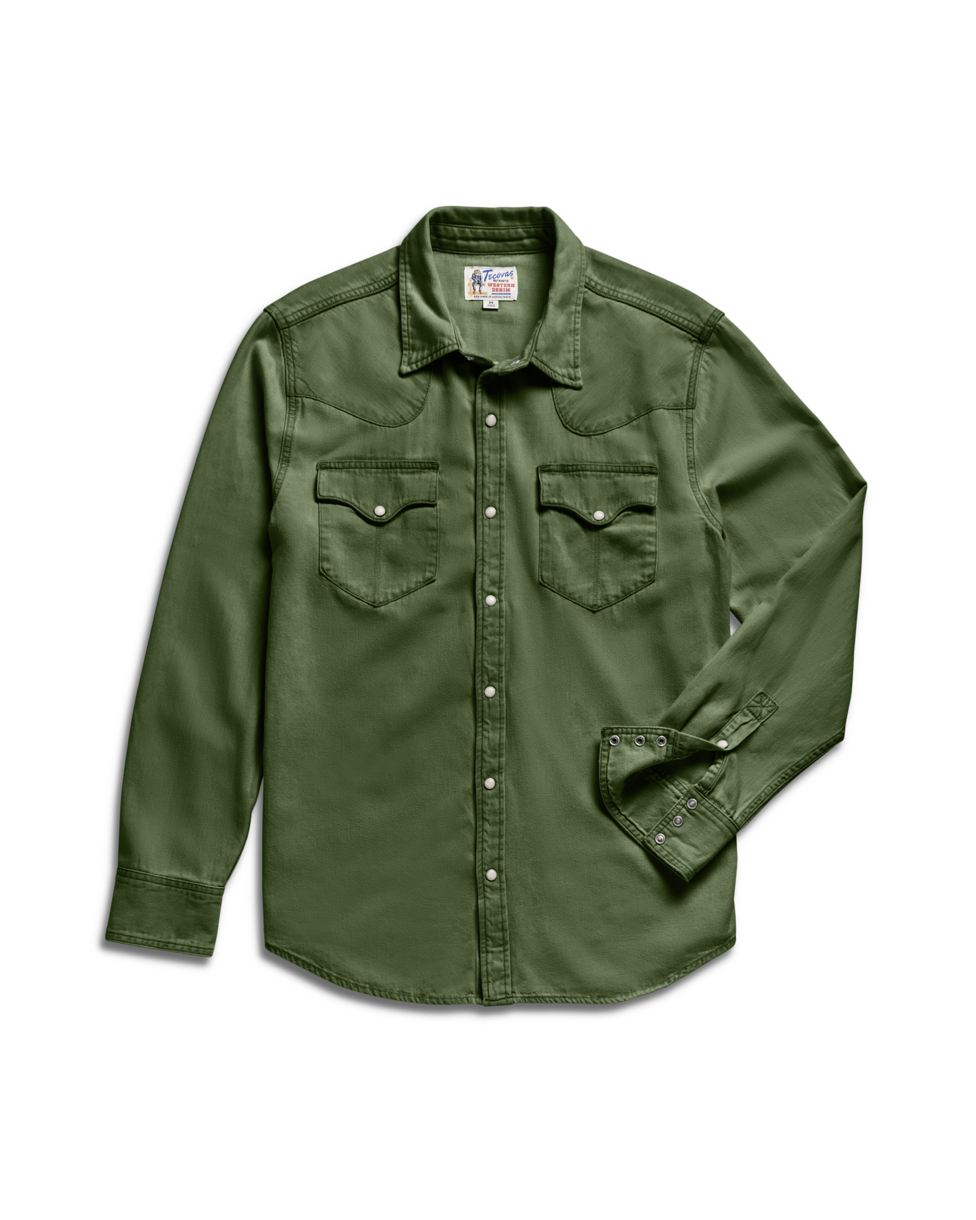 Men's Denim Long Sleeve Pearl Snap - Hunter Green Denim