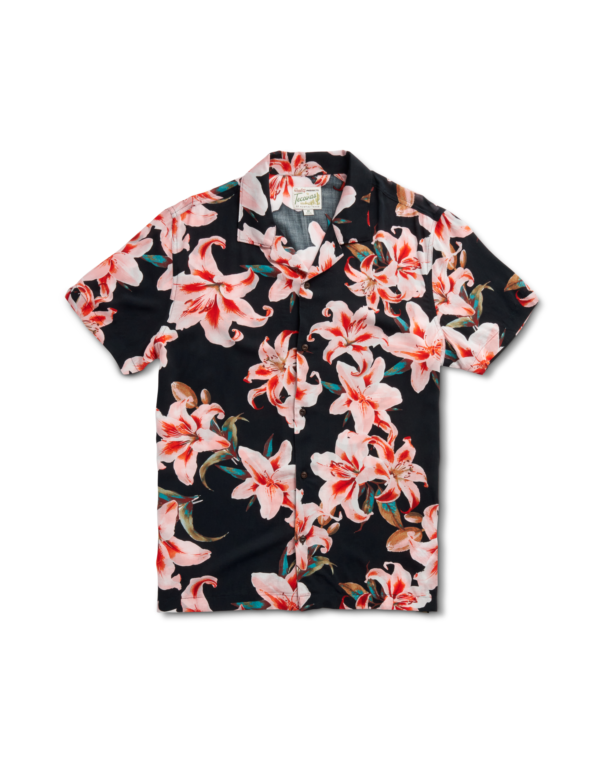 Men's Lakeside Short Sleeve Button Down - Black Multi Rayon Voile