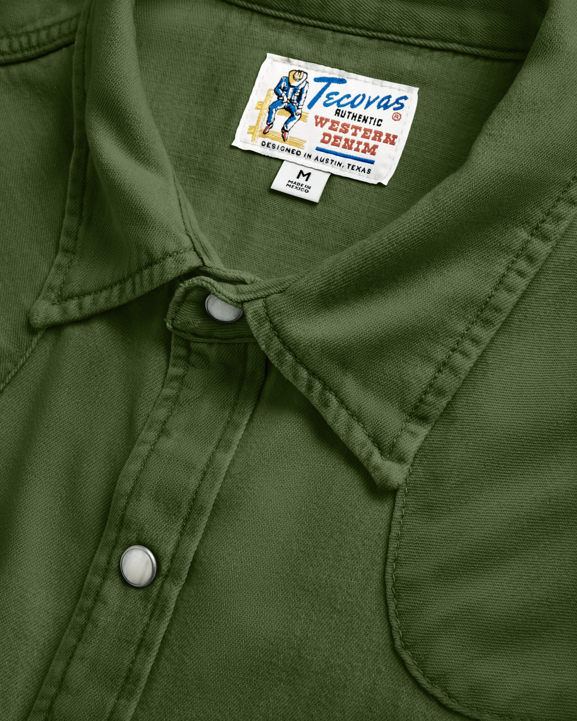 Men's Denim Long Sleeve Pearl Snap - Hunter Green Denim