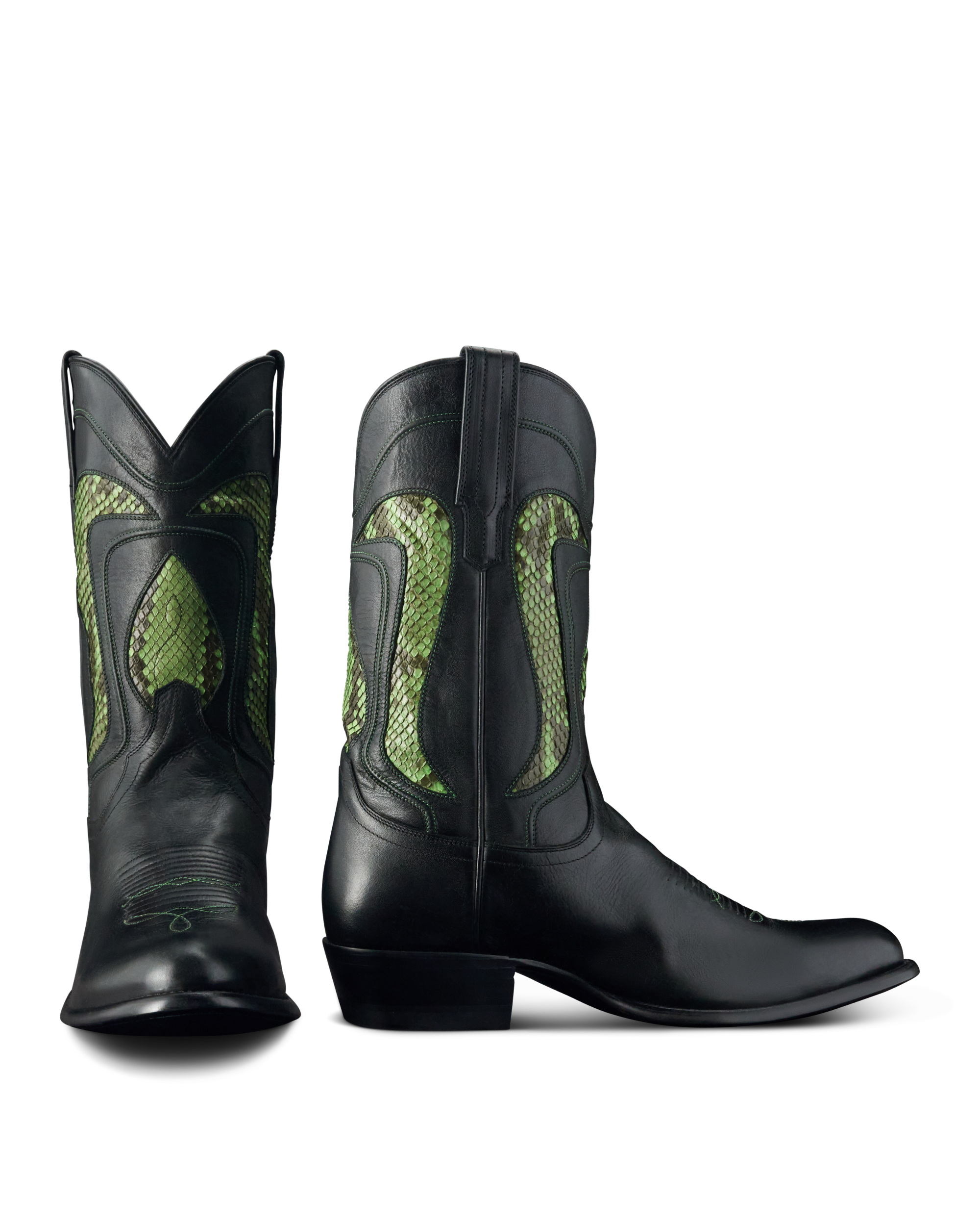 The Cartwright Gamblers - Black Gamblers Green Cowhide Python