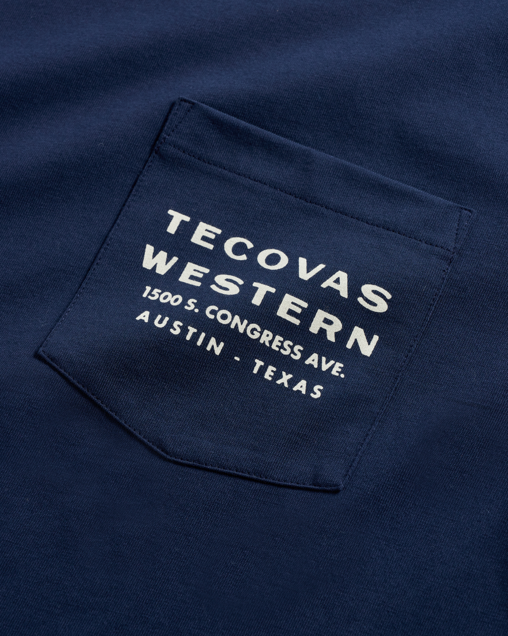 Men's Western Horseman Pocket Tee - Navy White Supima Cotton