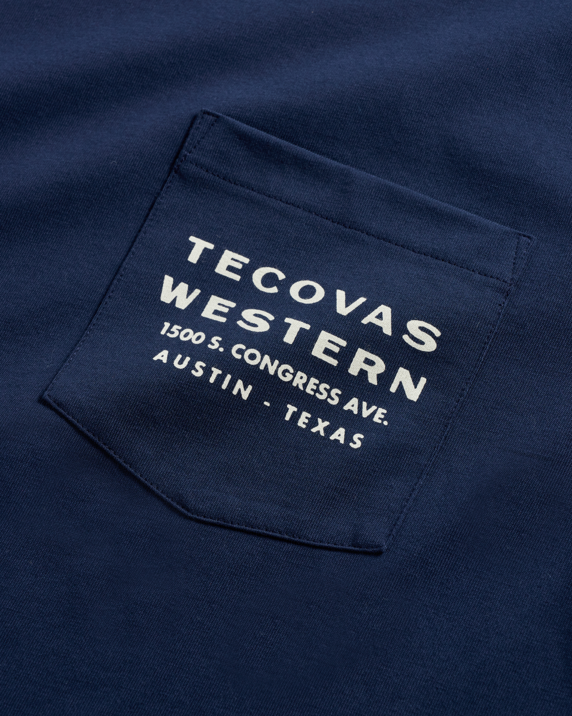Men's Western Horseman Pocket Tee - Navy White Supima Cotton