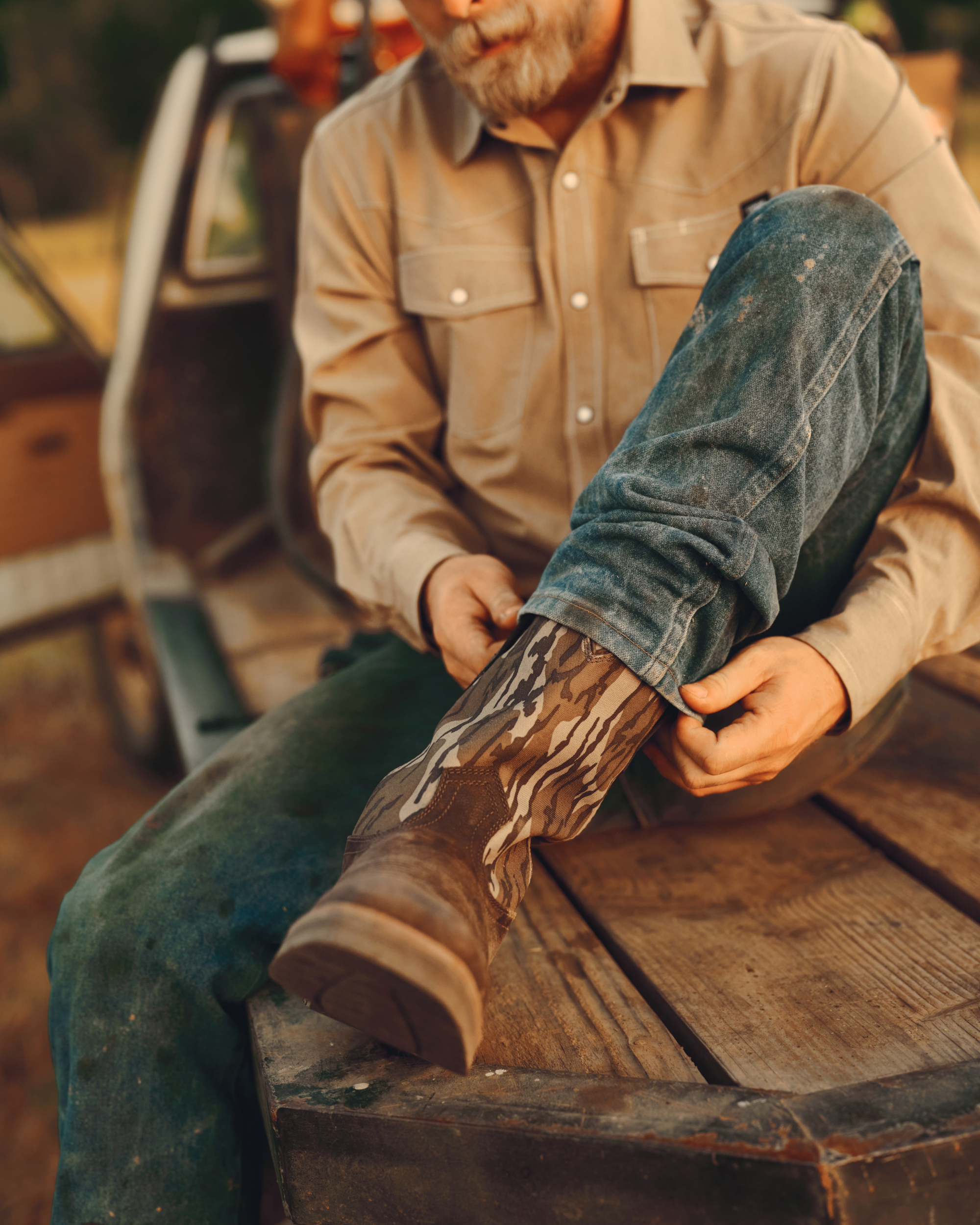 Tecovas x Mossy Oak Rugged Square Toe - Umber Cowhide