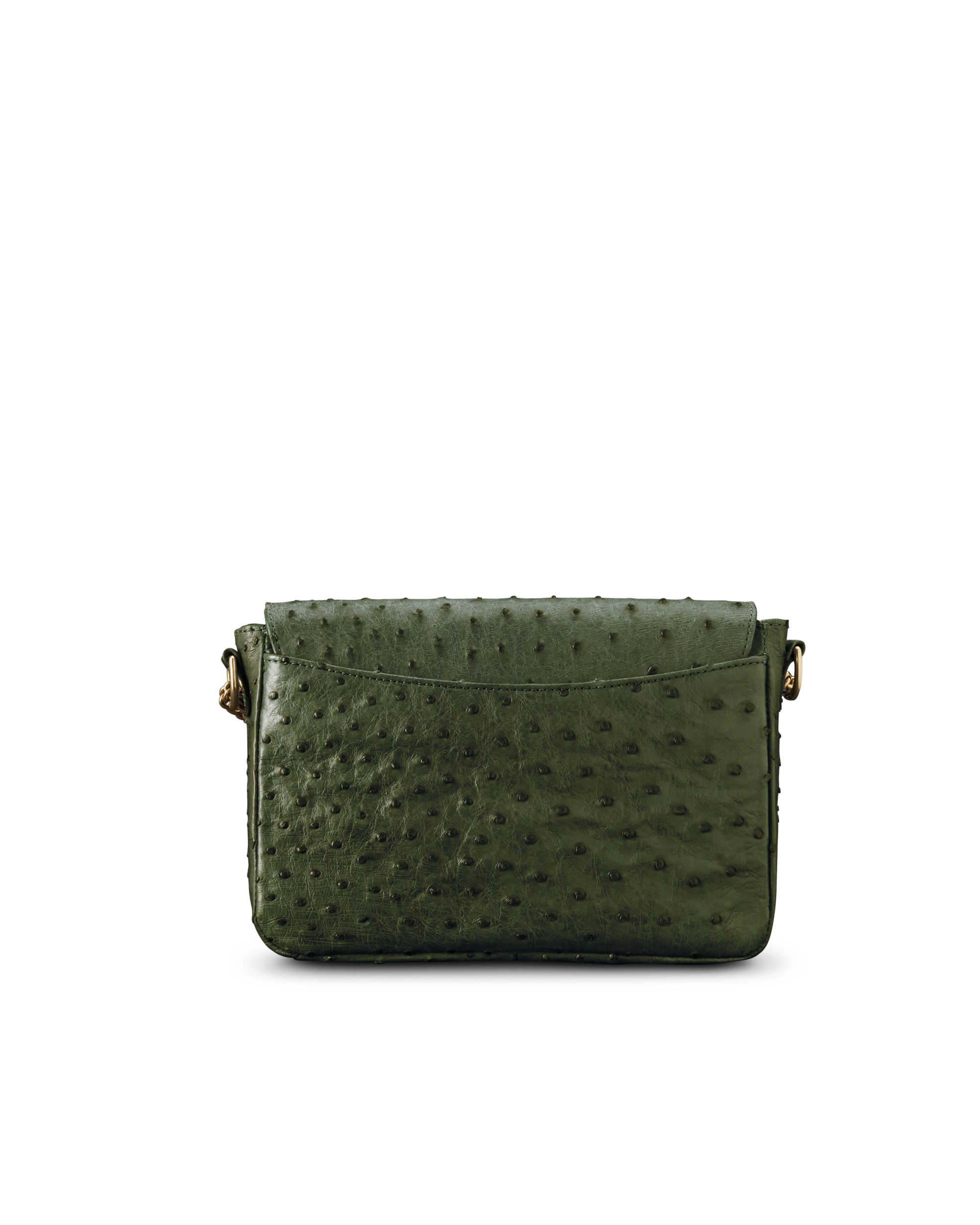 Ostrich Shoulder Bag - Forest Green Ostrich