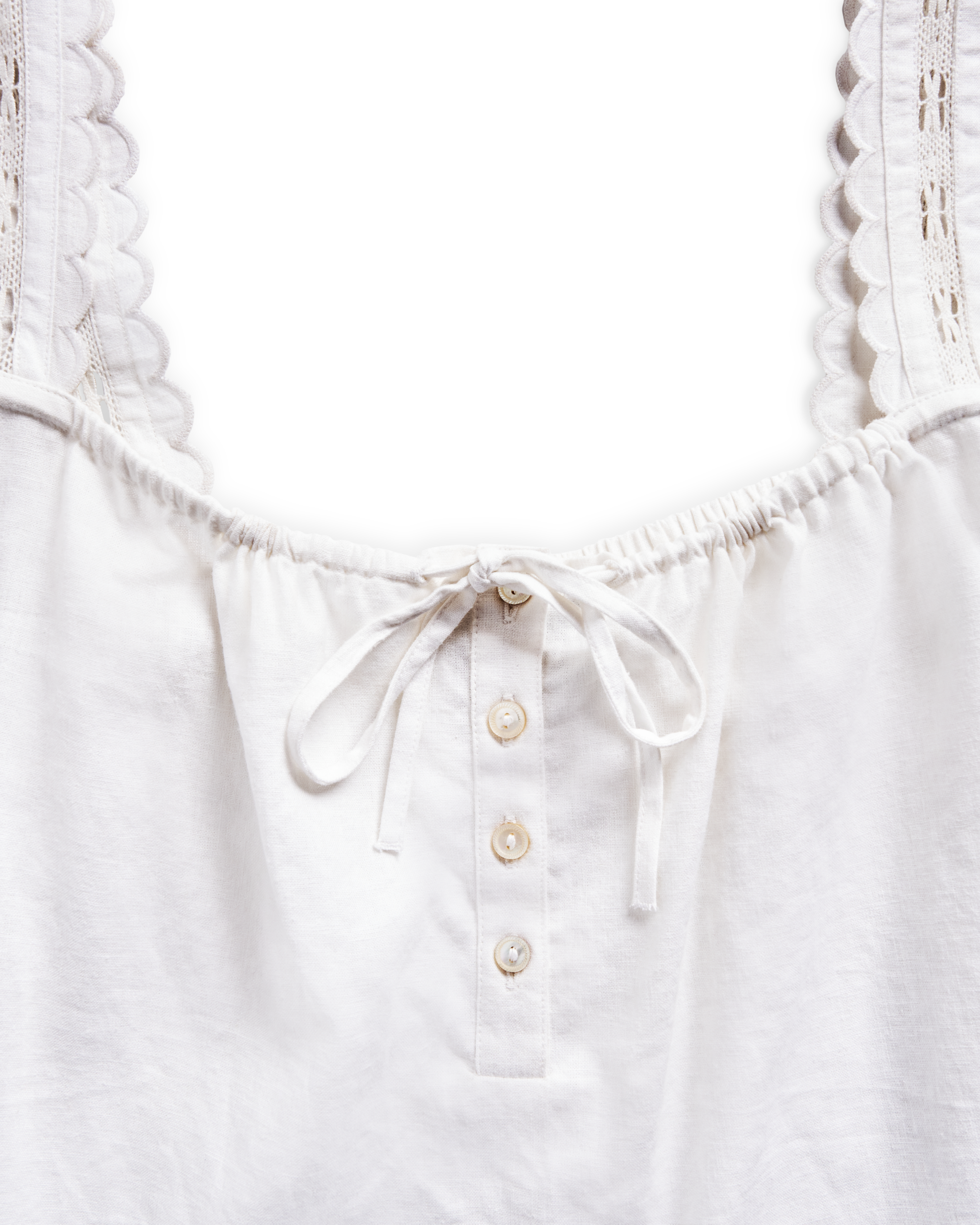 Women's Linen Artisanal Tank - White Linen Cotton
