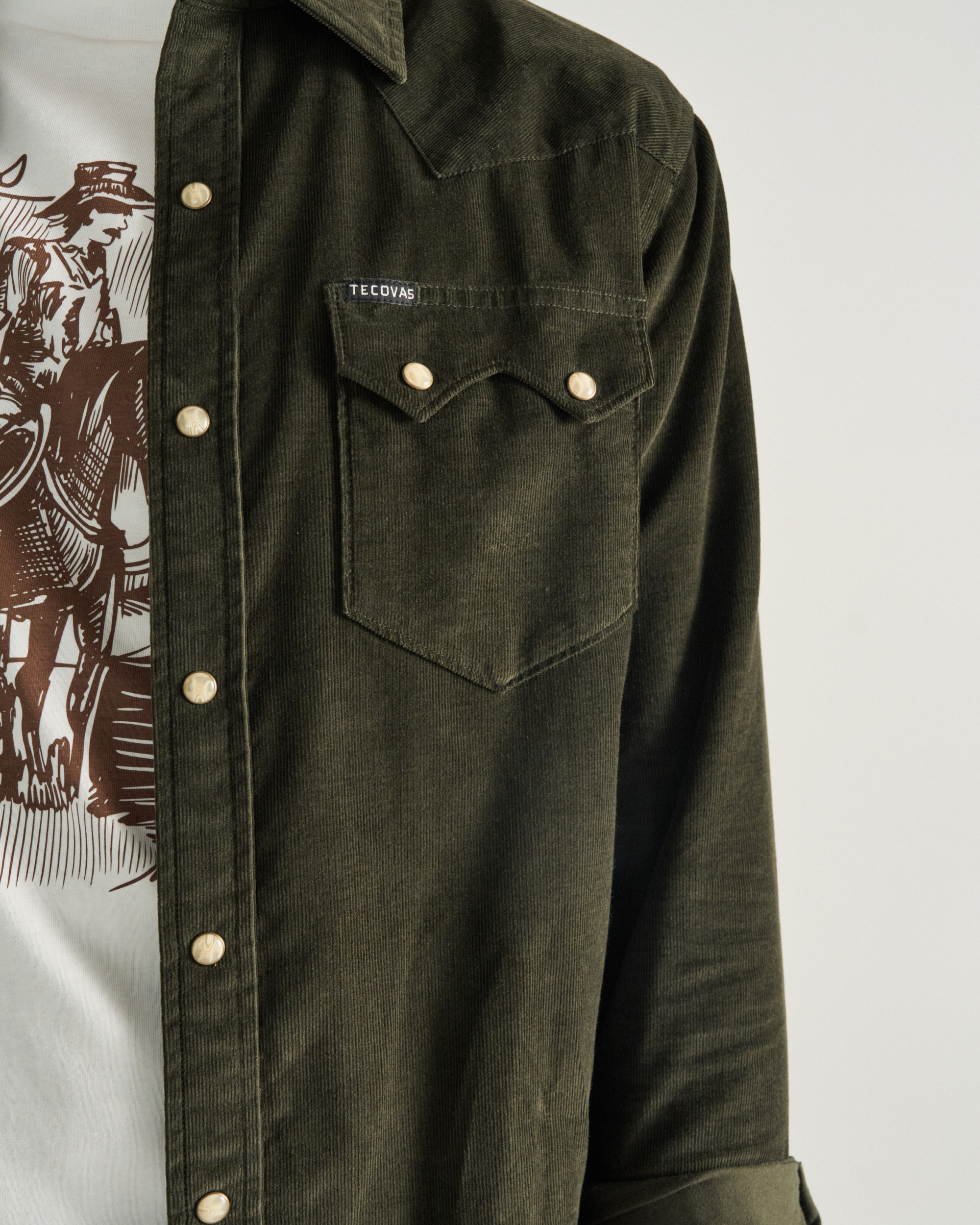 Men's Long Sleeve Texas Weight Corduroy Pearl Snap - Pine Corduroy