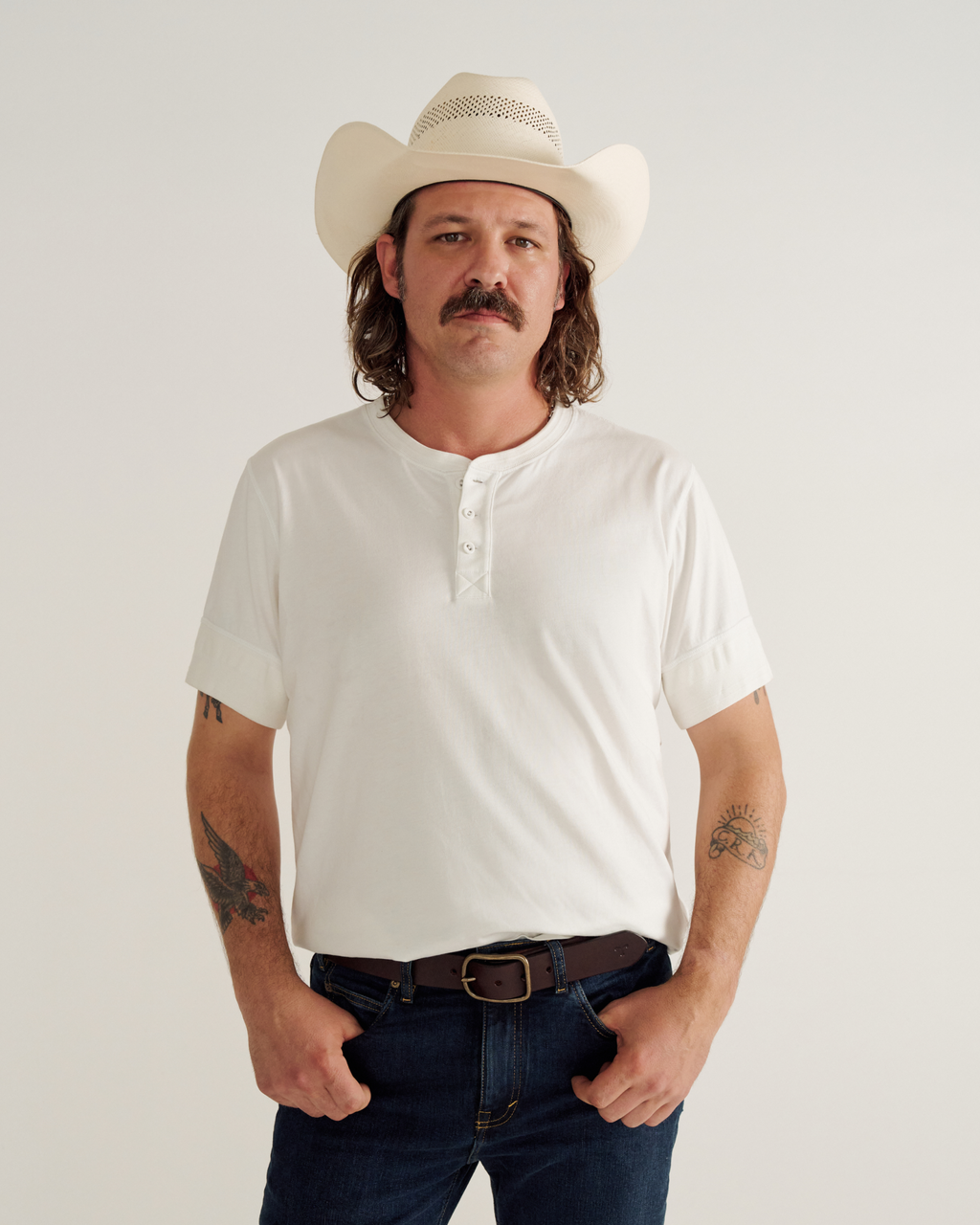 Men's Standard Issue Short Sleeve Henley - White Pima Cotton