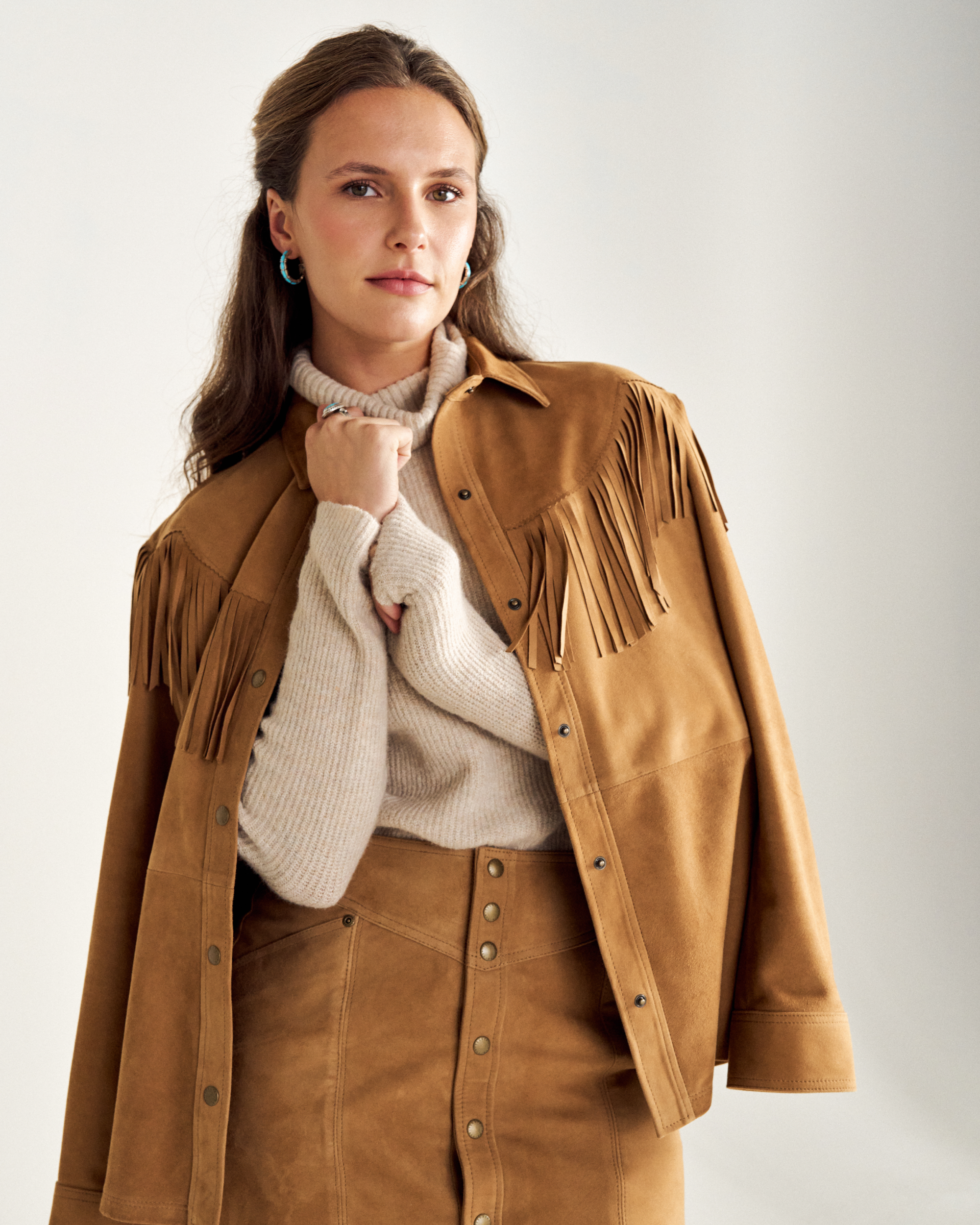 Women's Suede Shacket - Tan Suede