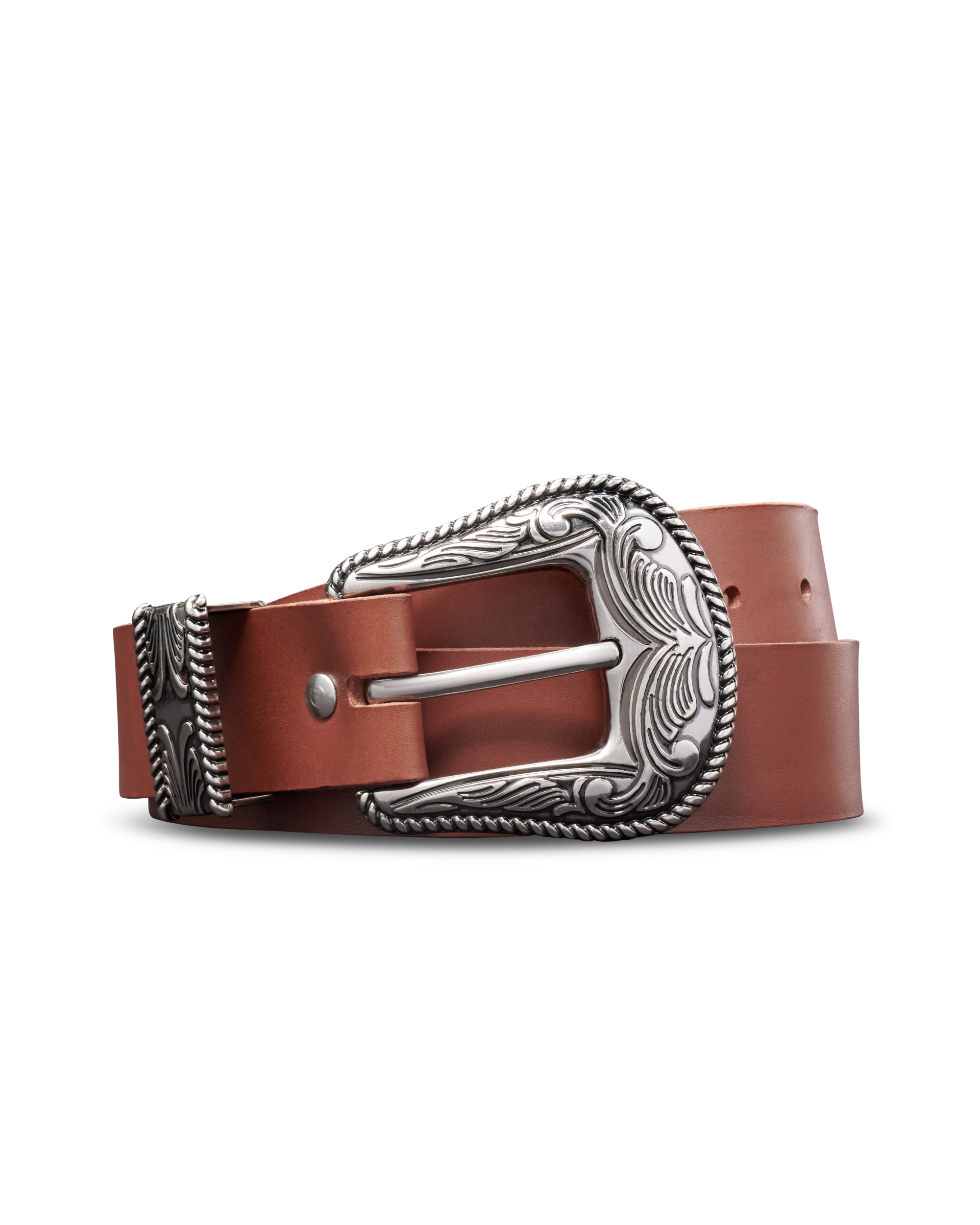 Women's Western 3 Piece Belt - Brown Cowhide