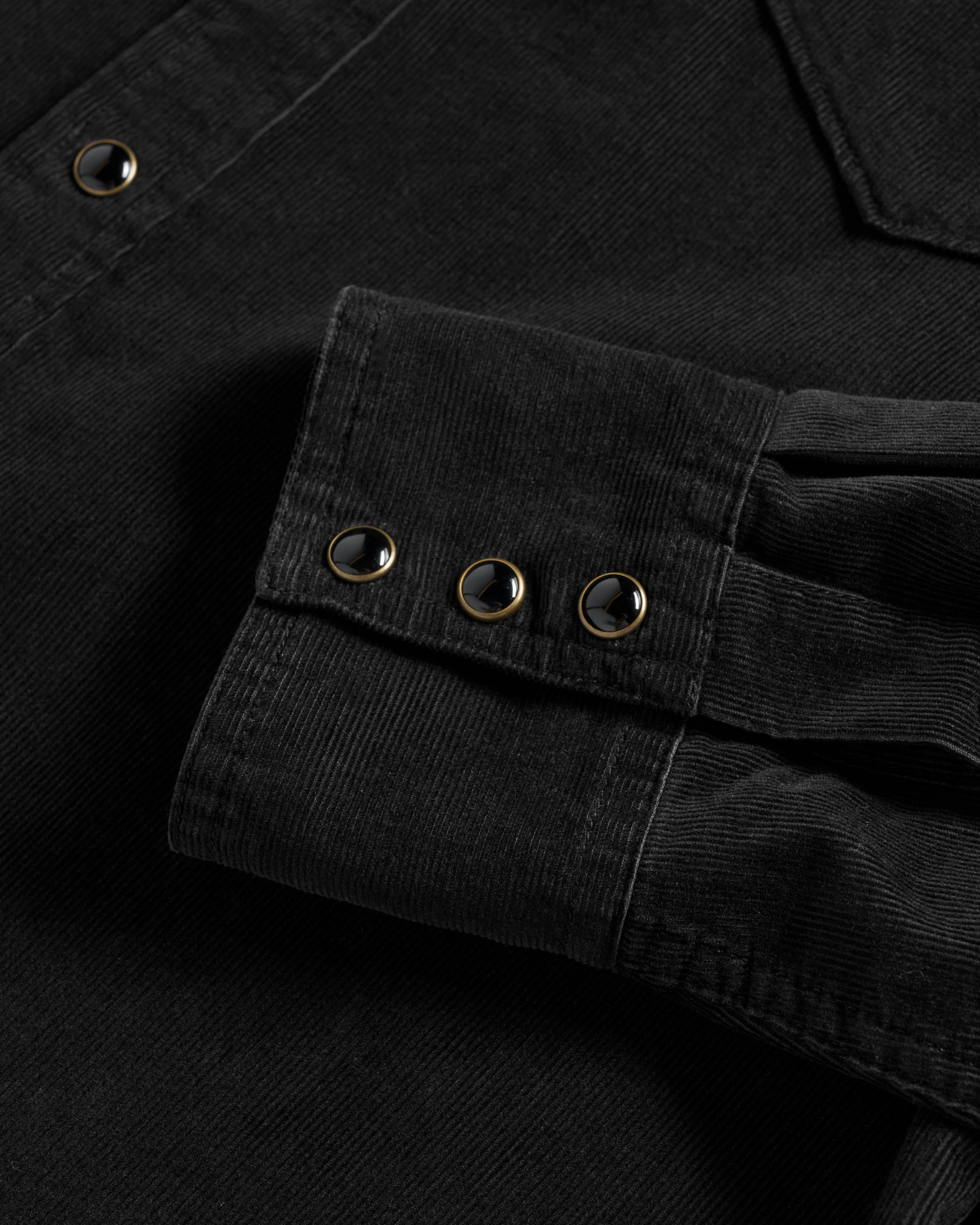 Men's Long Sleeve Texas Weight Corduroy Pearl Snap - Black Corduroy