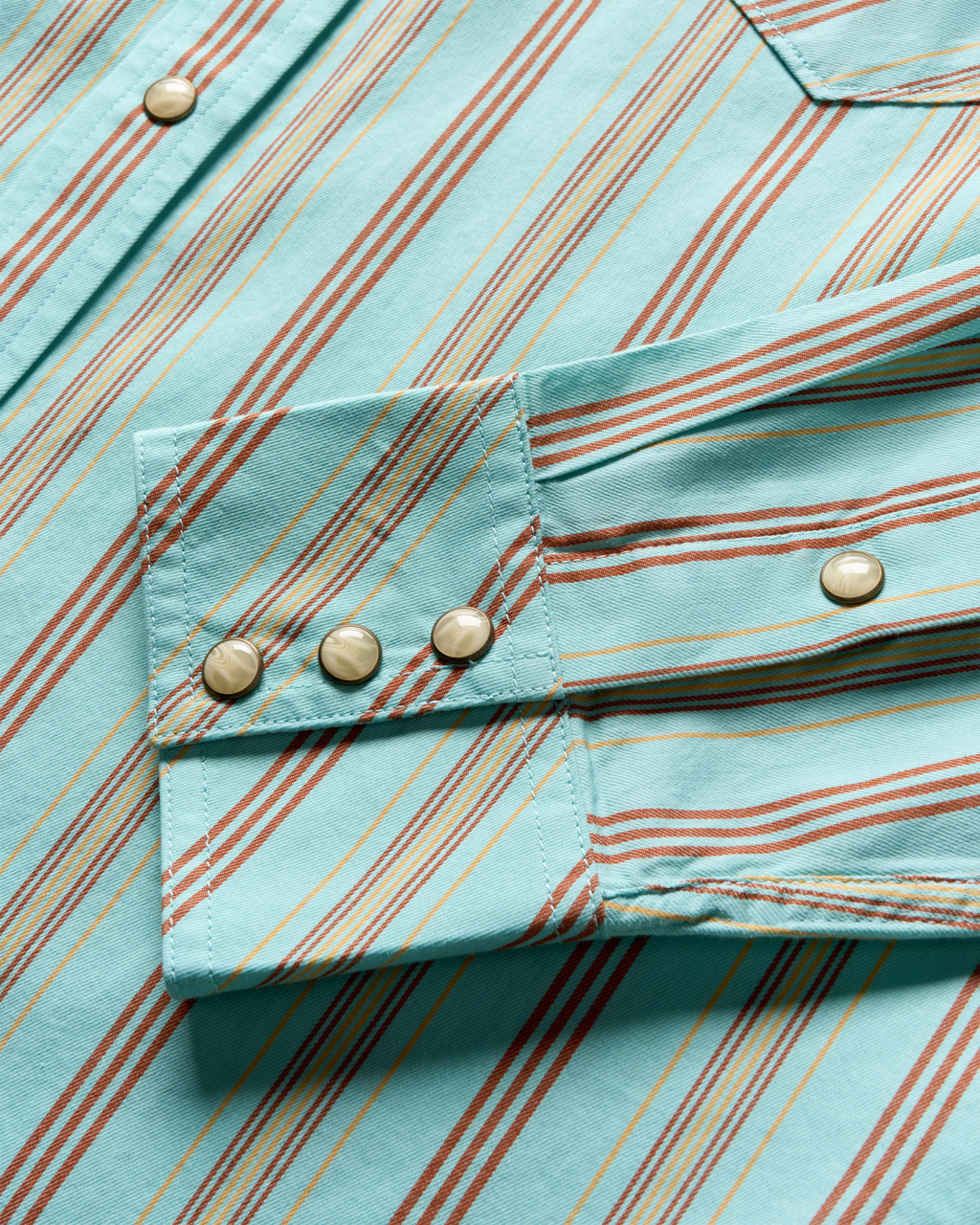 Men's Vintage Weight Sawtooth Cotton Pearl Snap - Blue Stripe Cotton