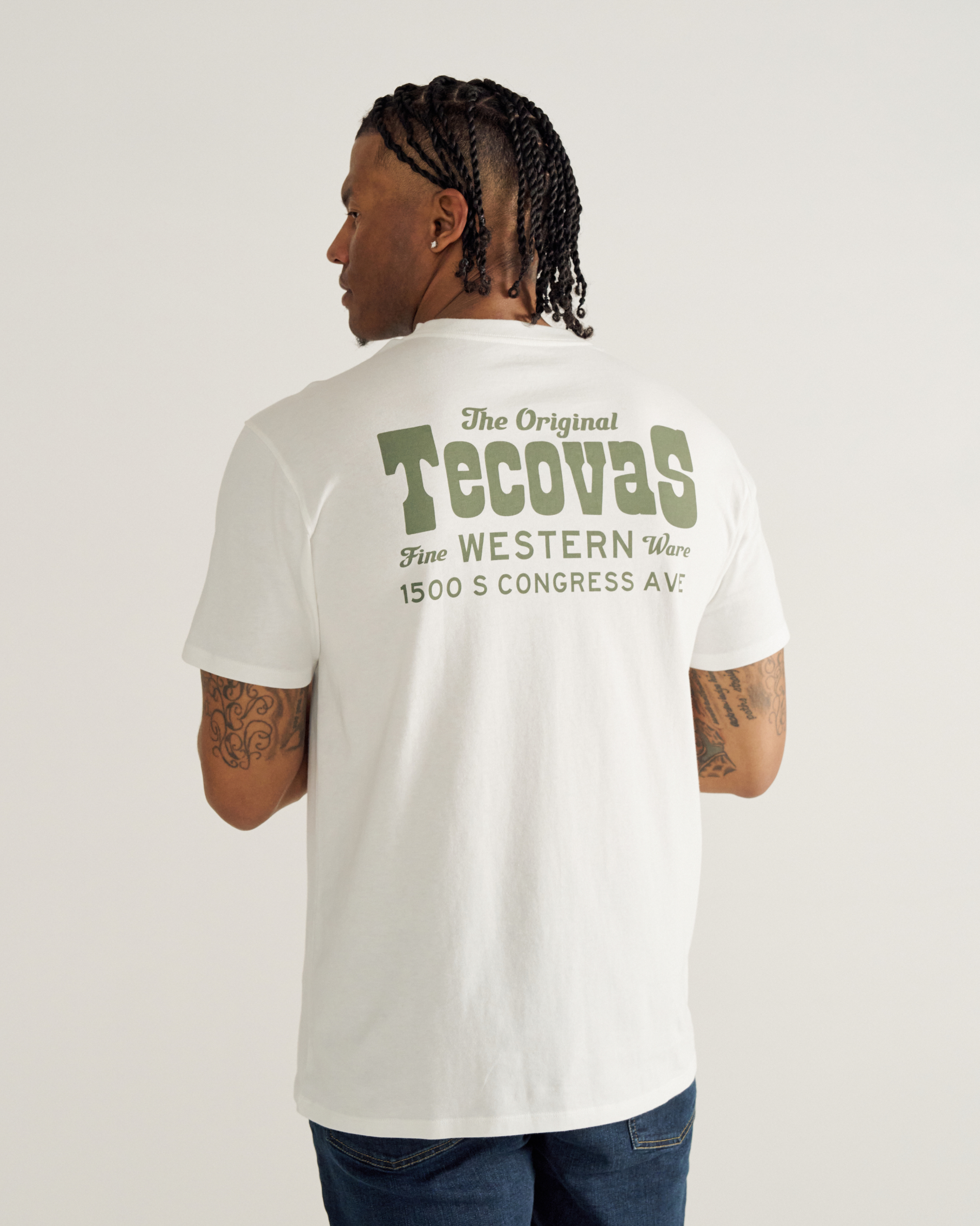 Men's Original Western Pocket Tee - Bone Green Pima Cotton