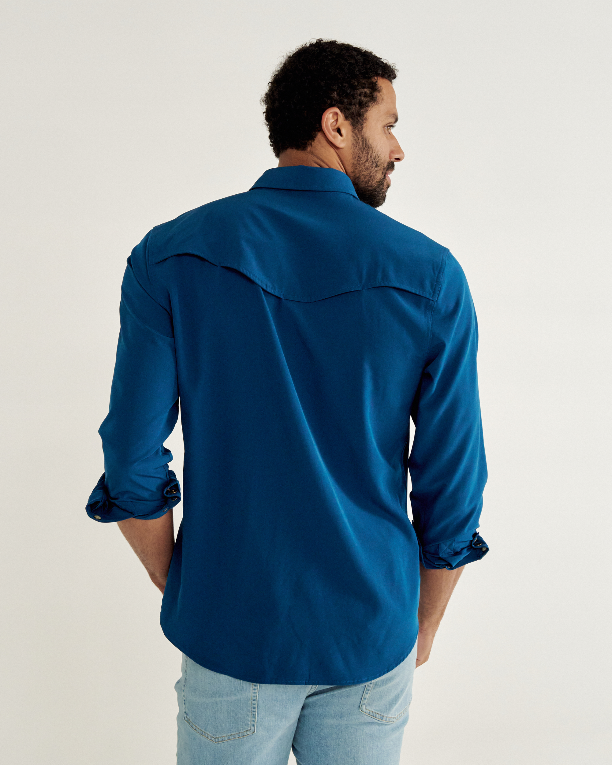 Men's Performance Long Sleeve Western Pearl Snap - Sailor Blue Performance