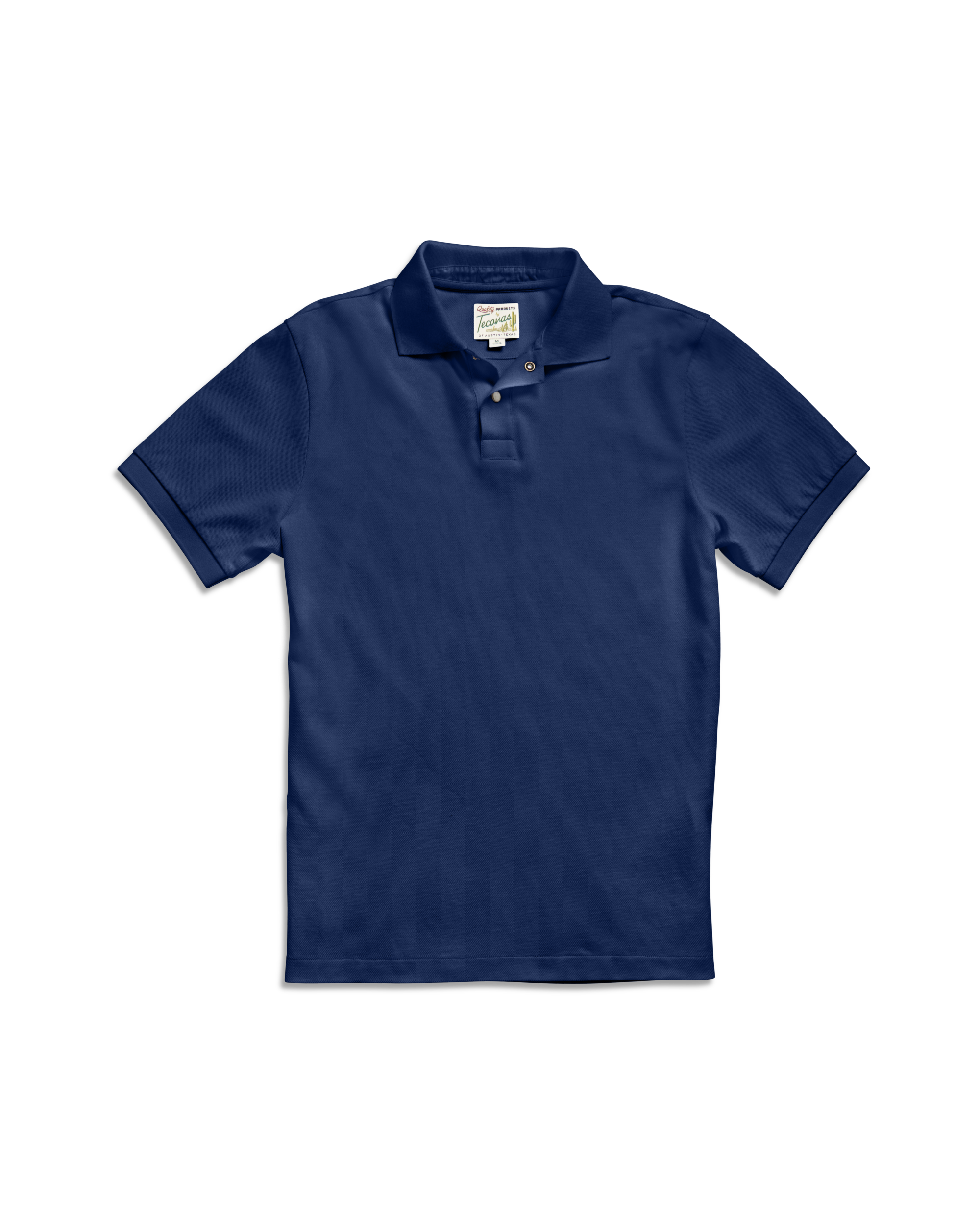 Men's Polo Short Sleeve Pearl Snap - Navy Cotton