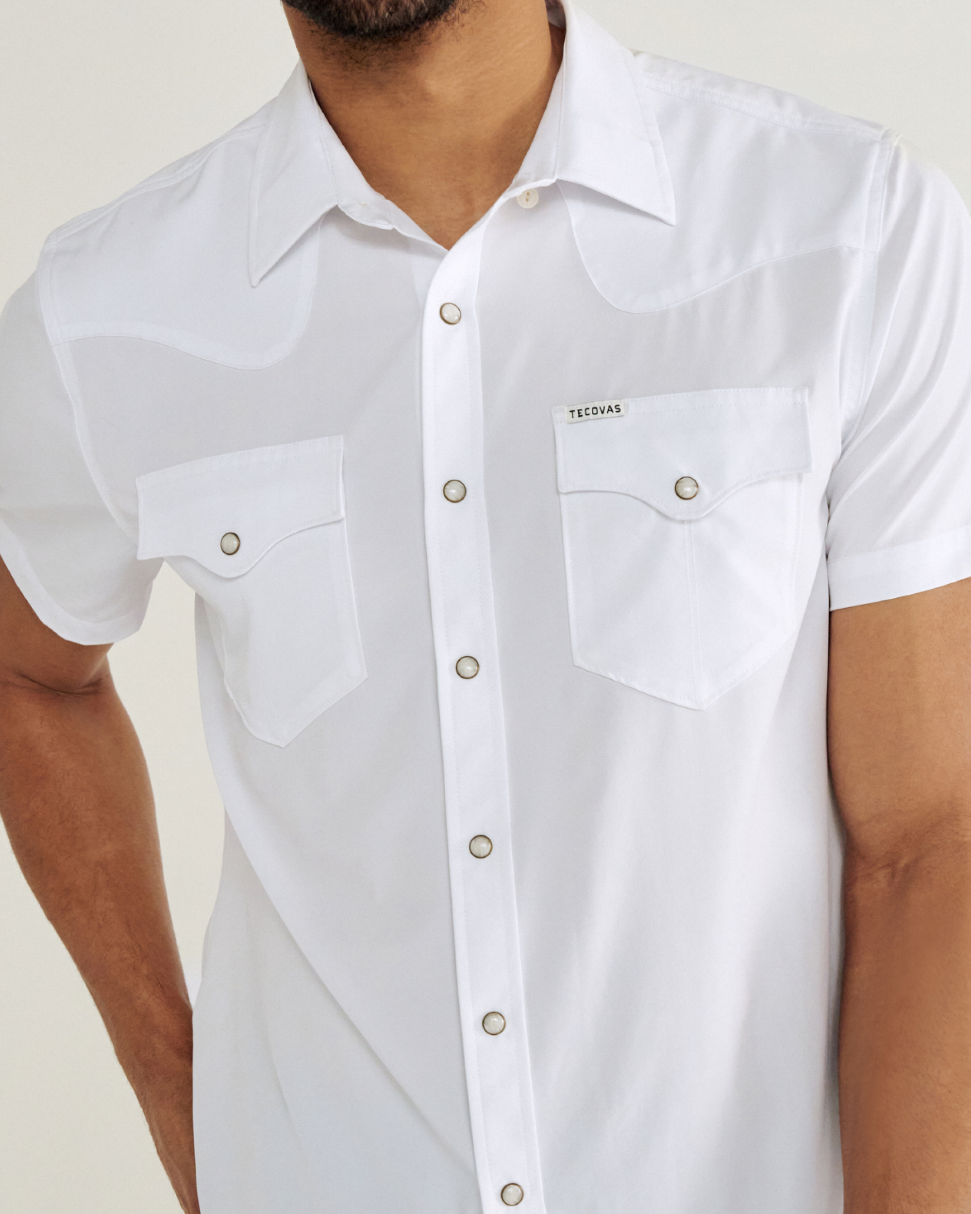 Men's Performance Short Sleeve Western Pearl Snap - Classic Fit - White Performance