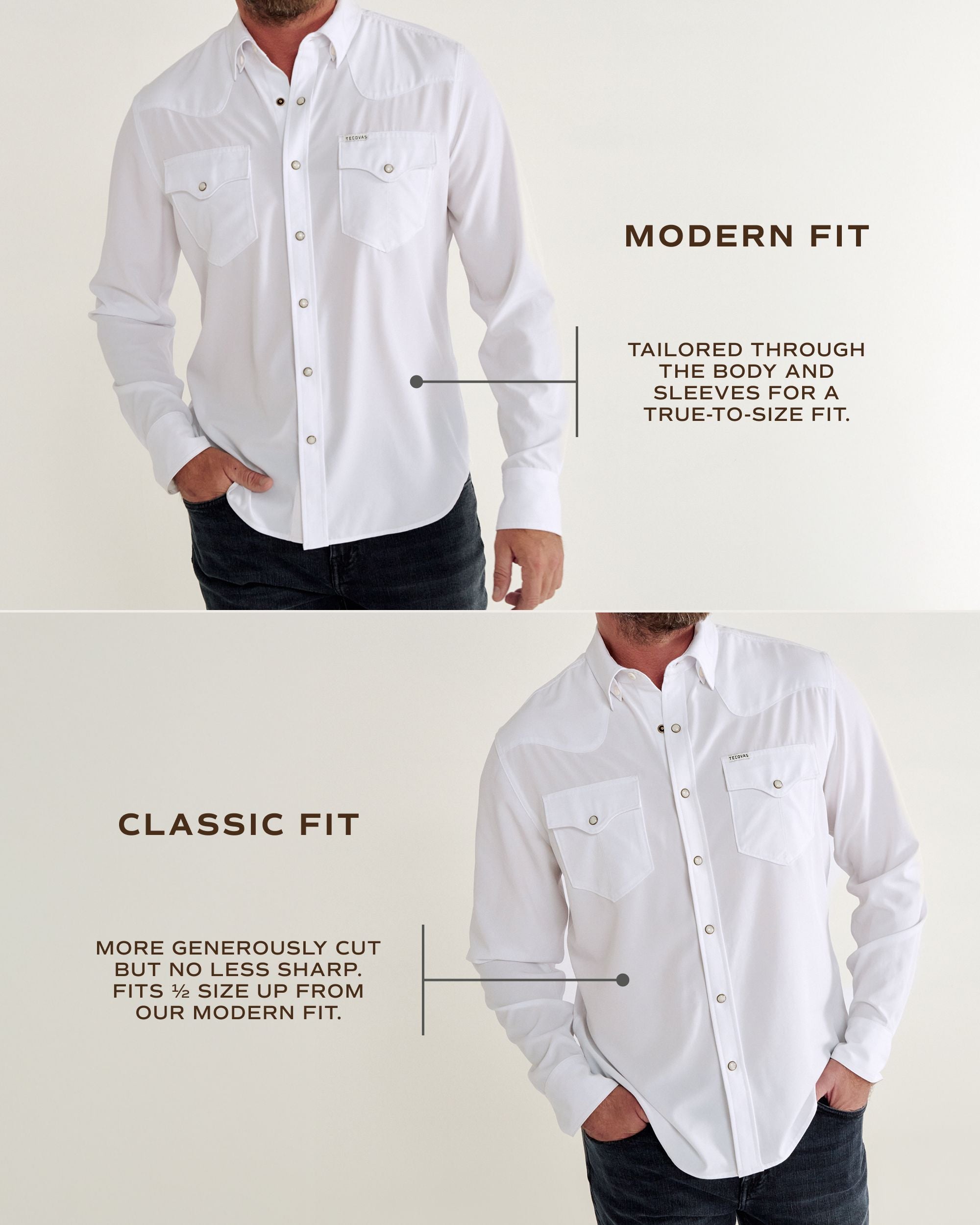 Men's Performance Long Sleeve Western Pearl Snap - White Performance