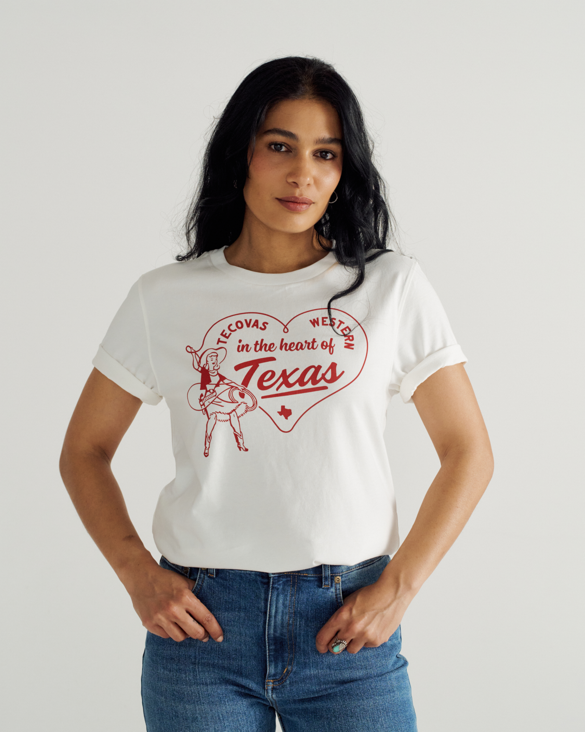 Women's Heart of Texas Tee - Bone Supima Cotton