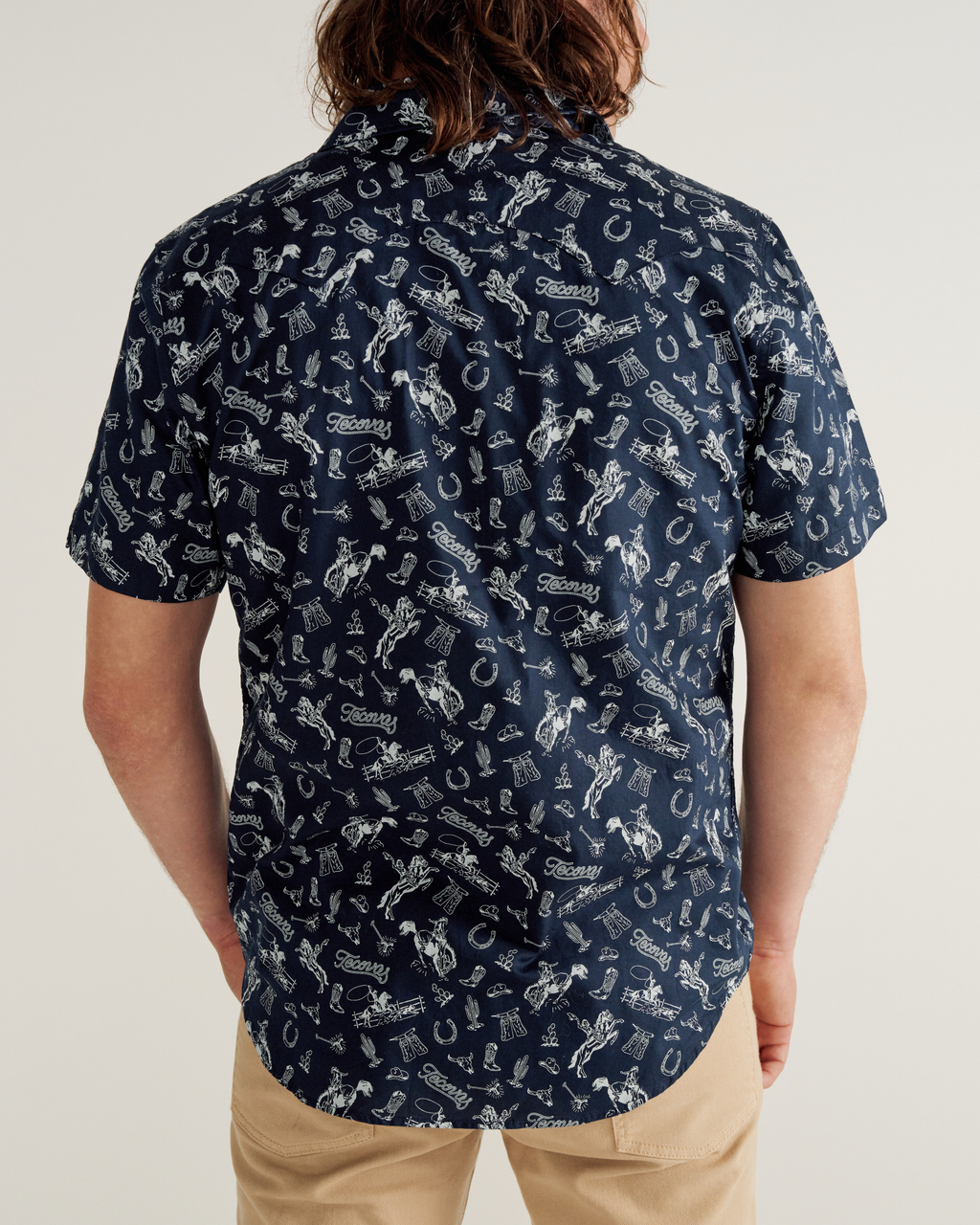 Men's Sawtooth Short Sleeve Pearl Snap - Navy White Cotton