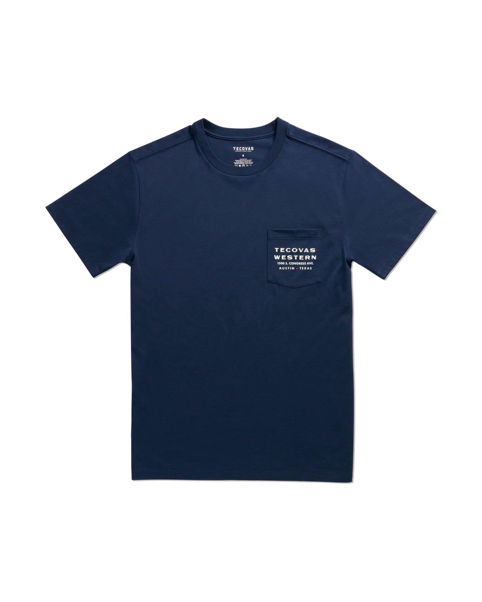 Men's Western Horseman Pocket Tee - Navy White Supima Cotton