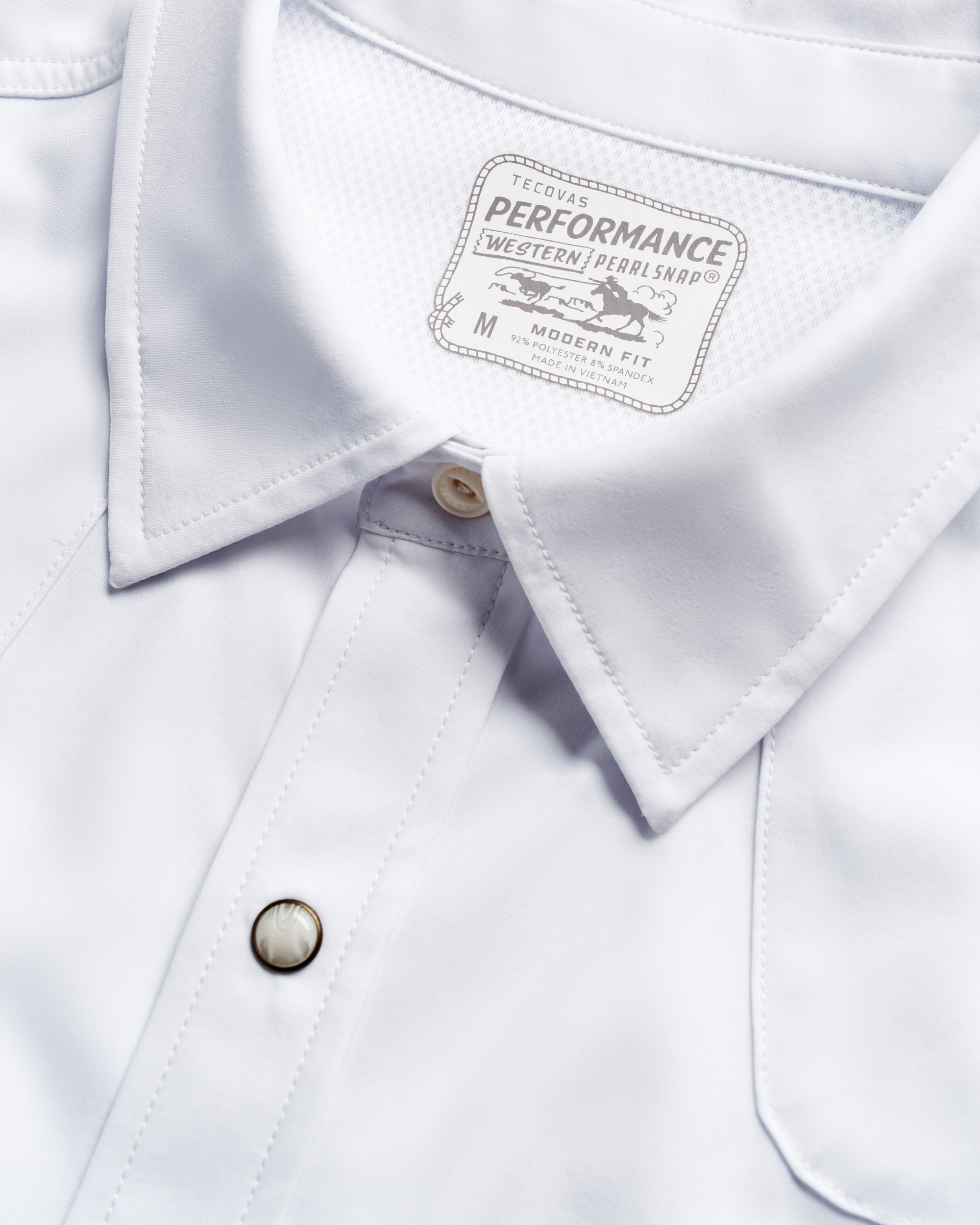 Men's Performance Short Sleeve Western Pearl Snap - White Performance