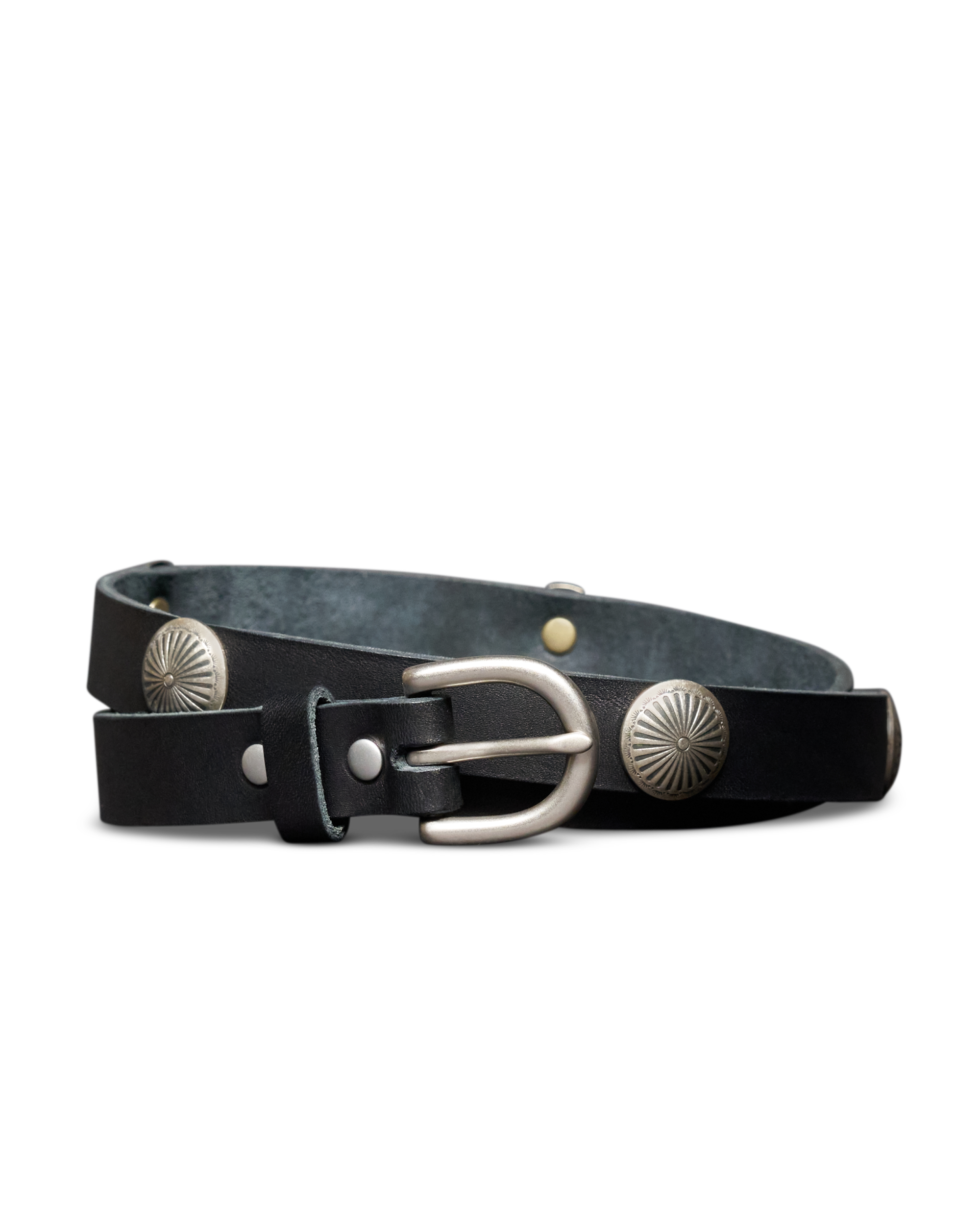 Women's Concho Belt - Black Cowhide
