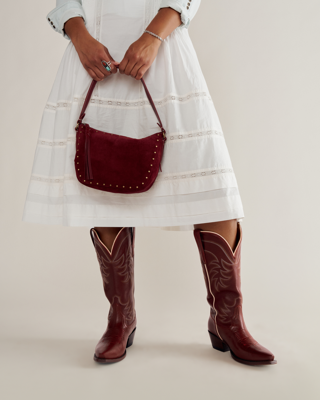 Slouchy Shoulder Bag - Cabernet Suede