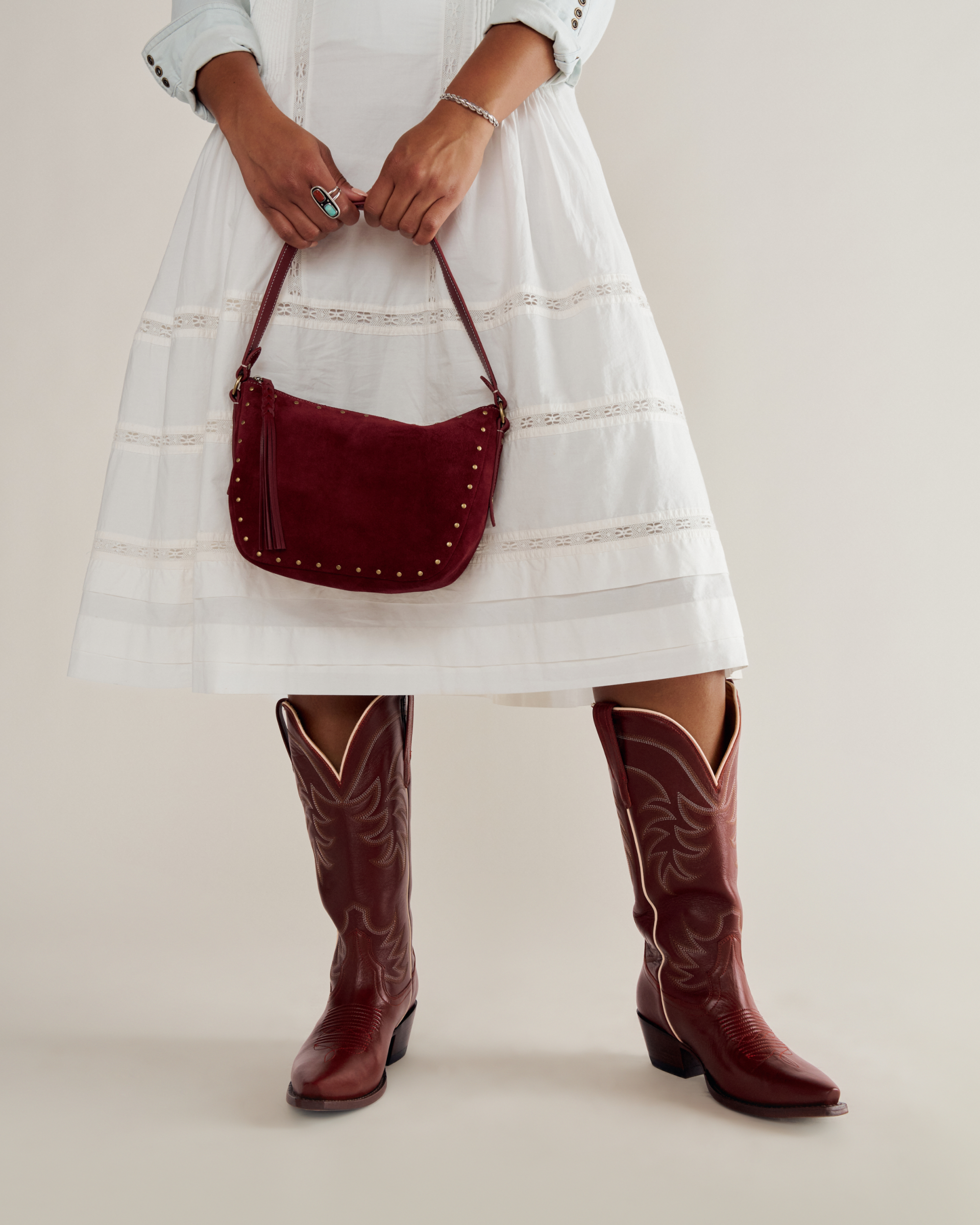 Slouchy Shoulder Bag - Cabernet Suede