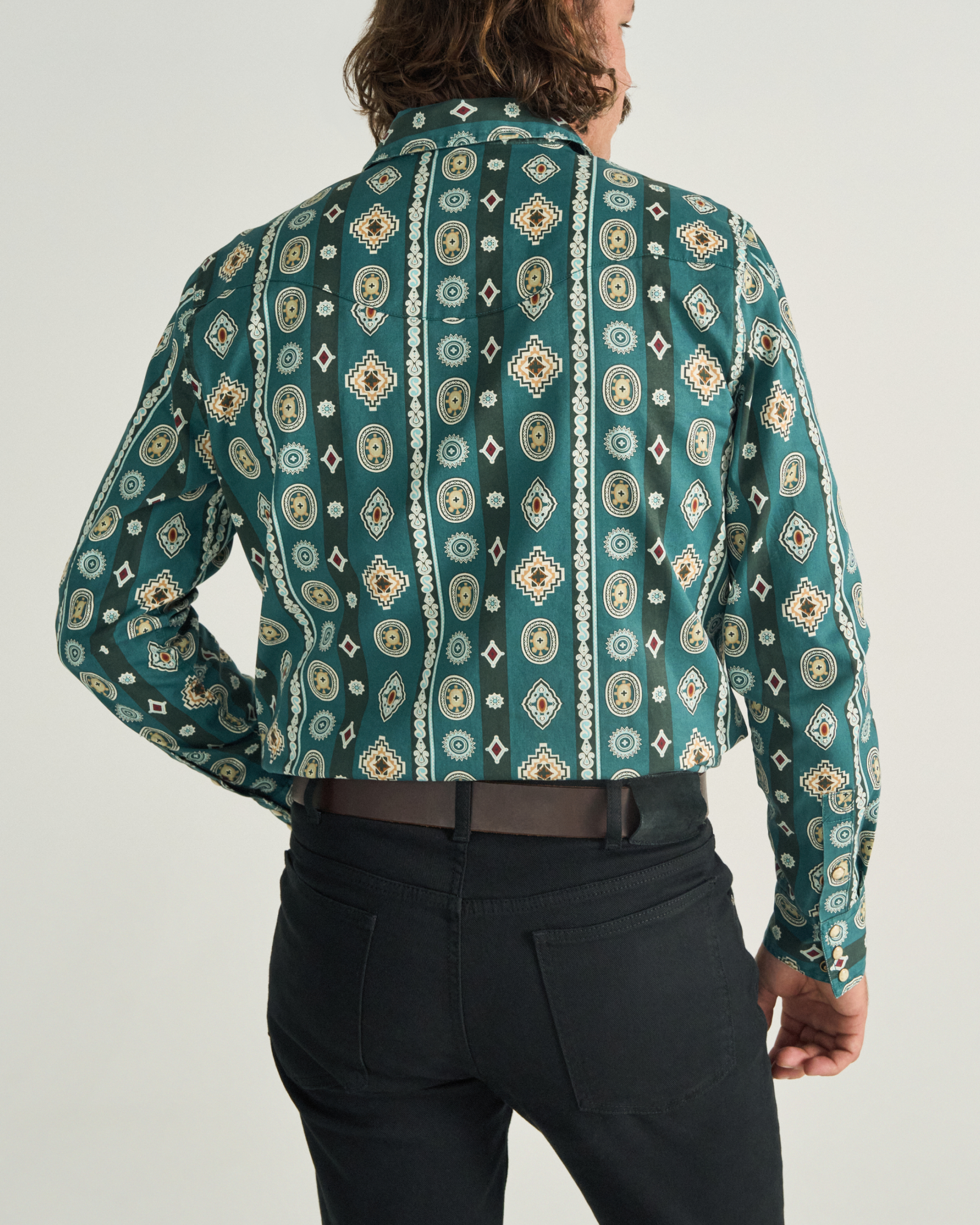 Men's Thorn Stopper Pearl Snap - Green Heron Multi Cotton