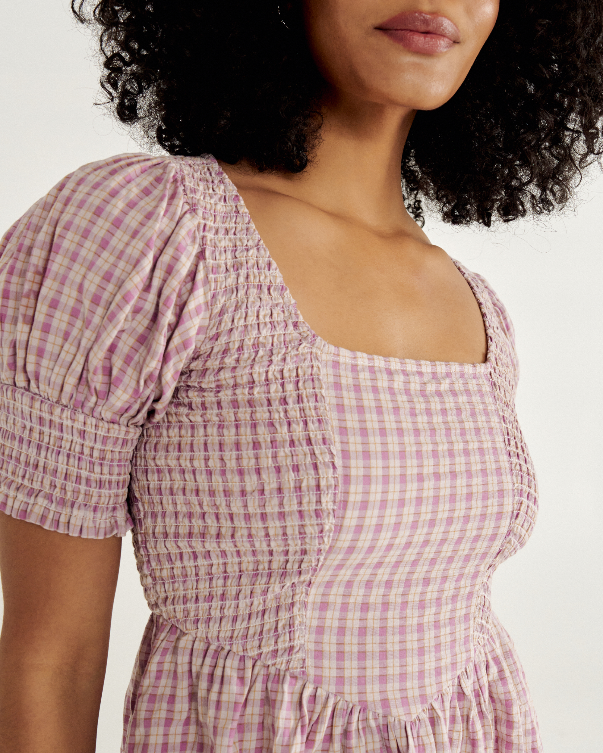Women's Mini Dress - Black White Gingham Cotton