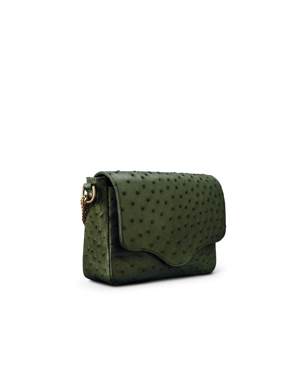 Ostrich Shoulder Bag - Forest Green Ostrich