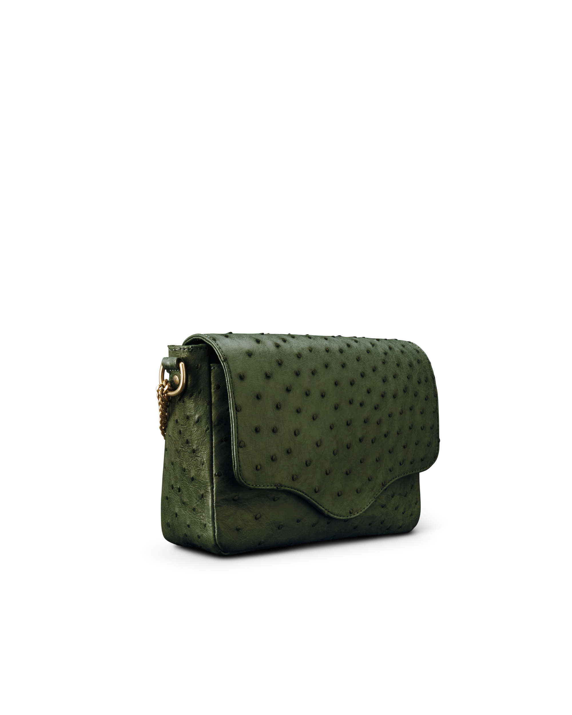 Ostrich Shoulder Bag - Forest Green Ostrich