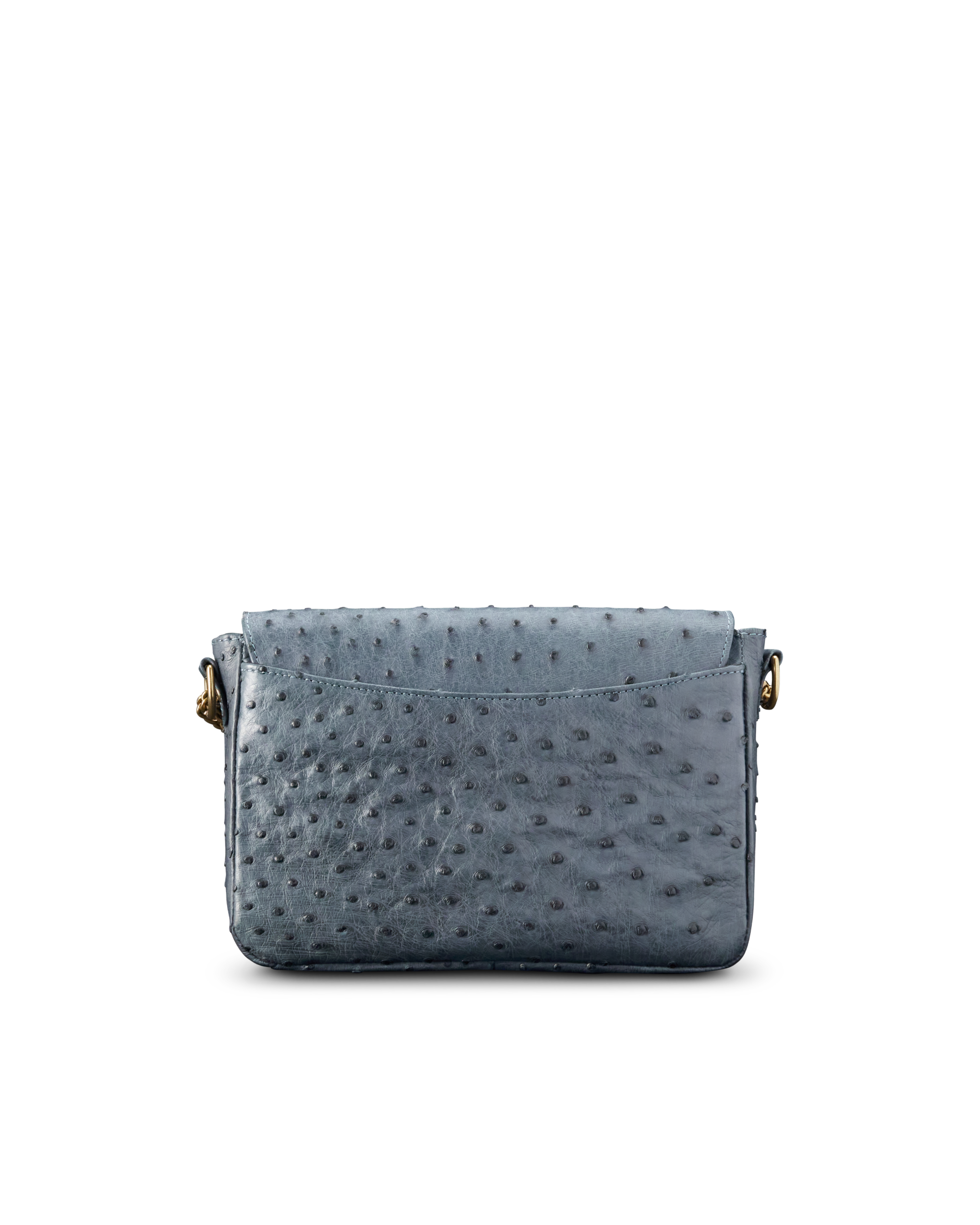 Ostrich Shoulder Bag - Blue Ostrich