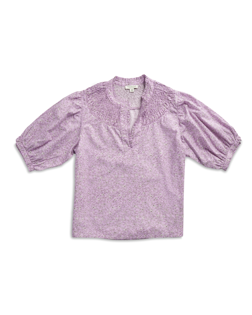 Women's Split Neck Top - Purple Cotton
