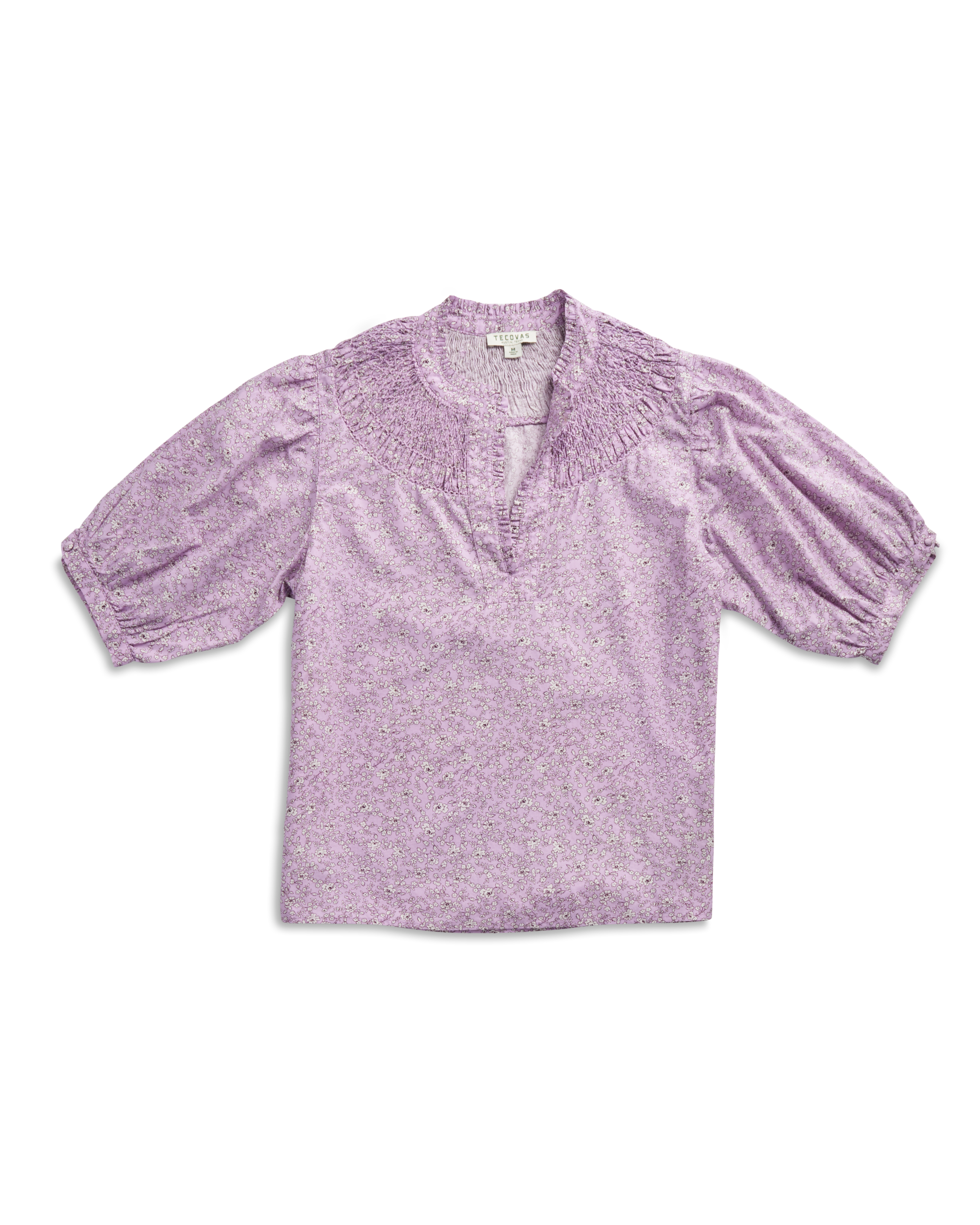 Women's Split Neck Top - Purple Cotton
