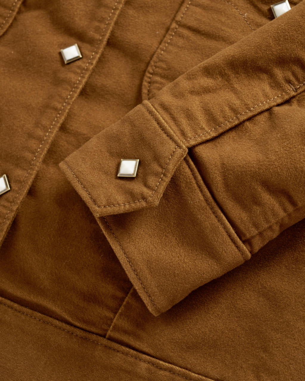 Women's Moleskin Pearl Snap Jacket - Camel Cotton