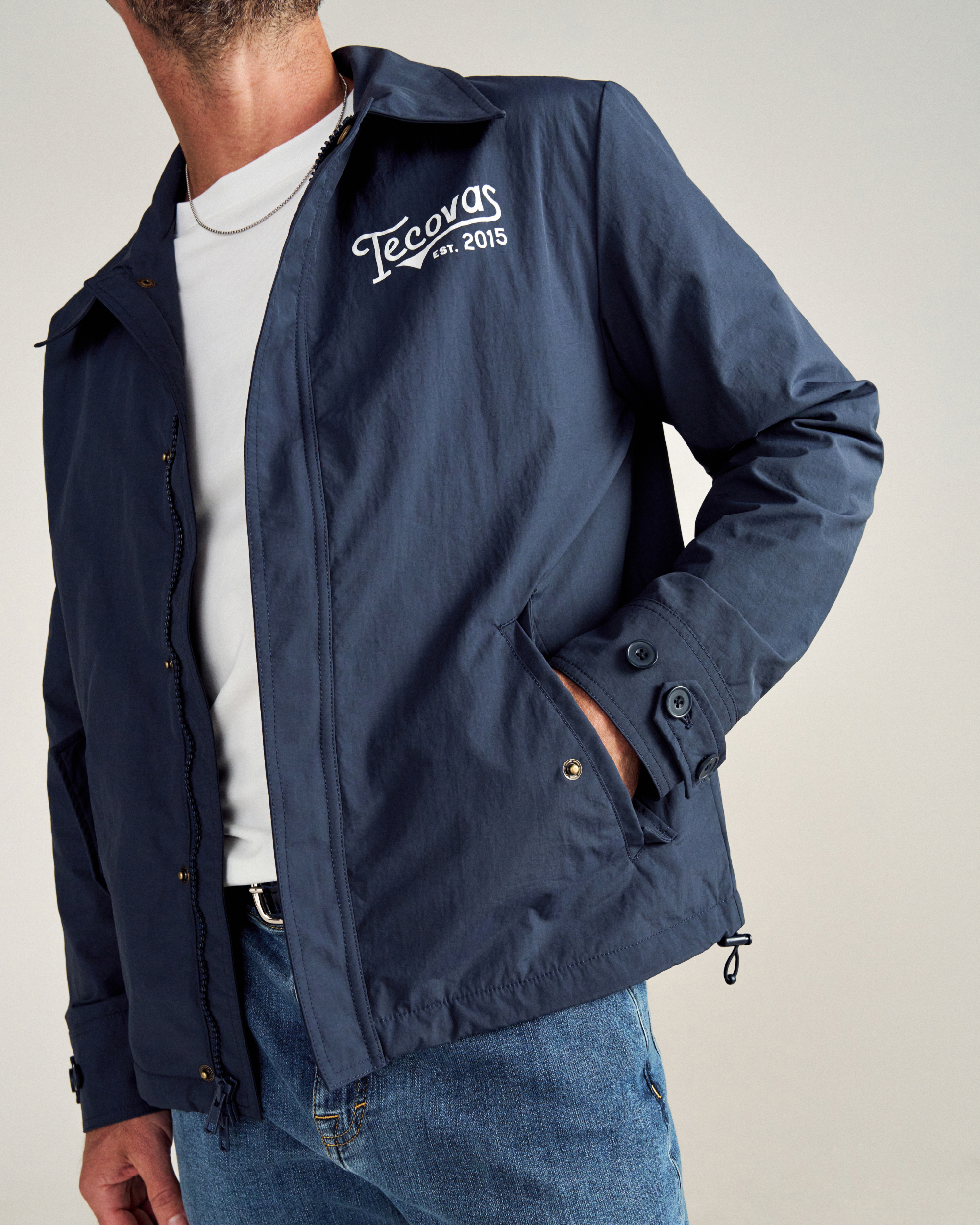 Men's Coaches Jacket - Navy Nylon