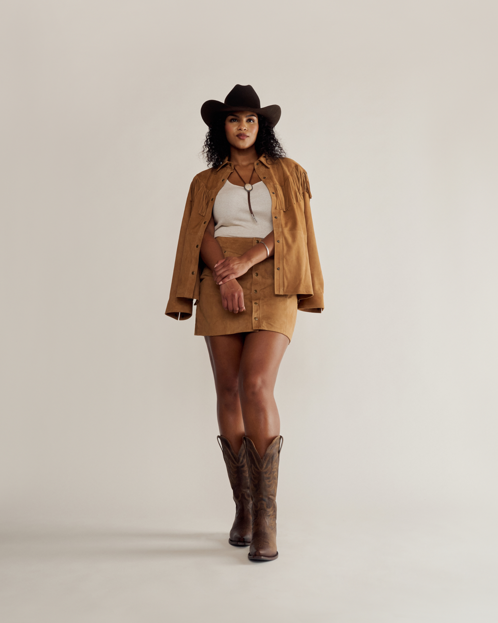 Women's Suede Shacket - Tan Suede